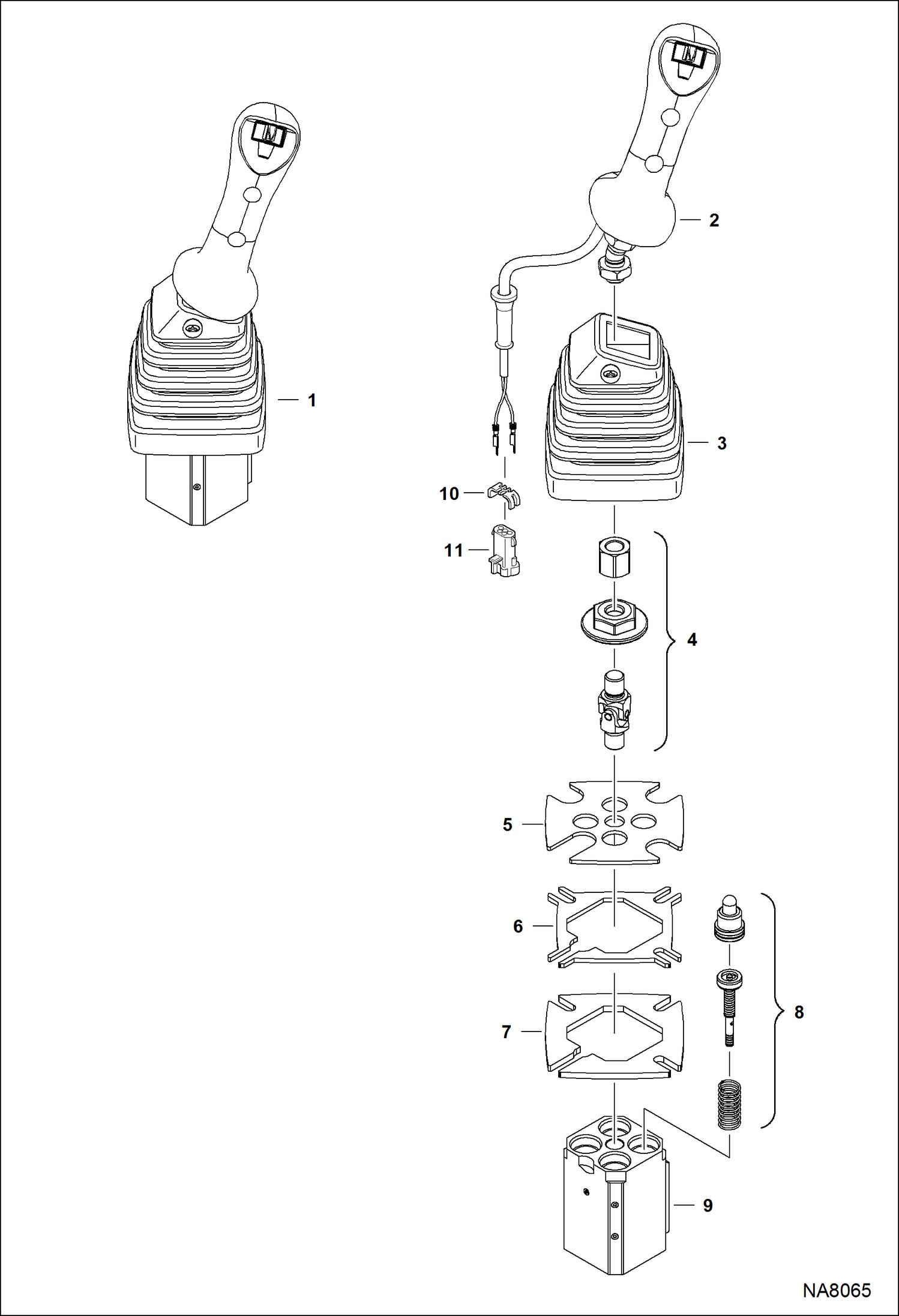 Схема запчастей Bobcat E25 - LH JOYSTICK AB8B11081 & Above HYDRAULIC SYSTEM