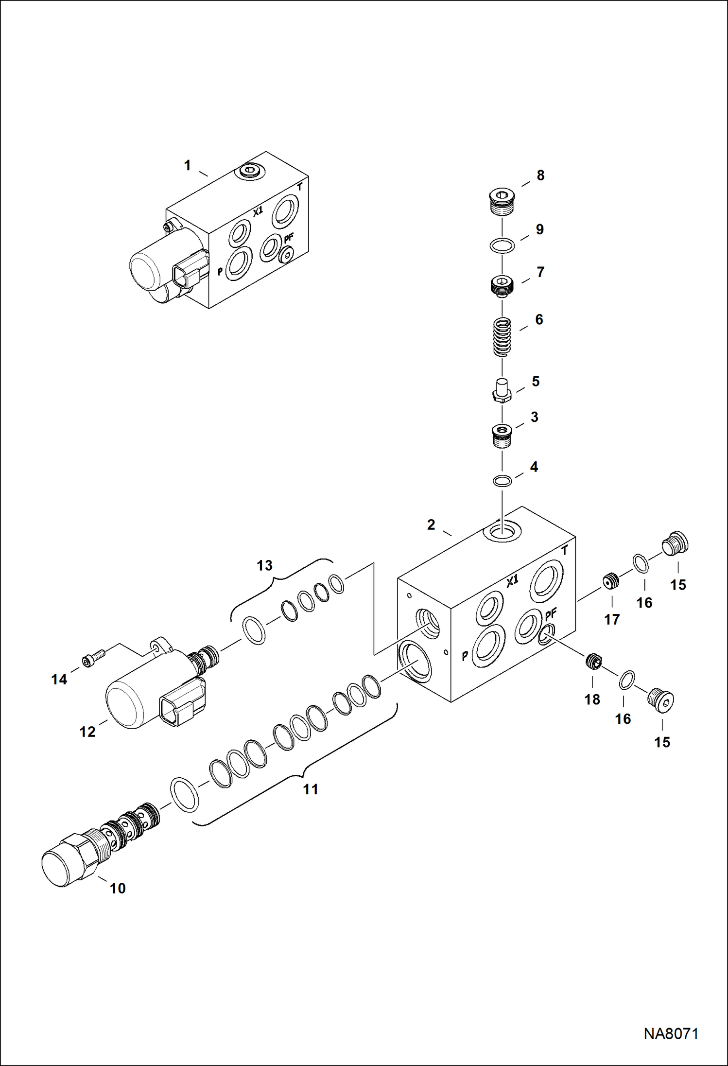 Схема запчастей Bobcat 3600 - MANIFOLD VALVE HYDROSTATIC SYSTEM