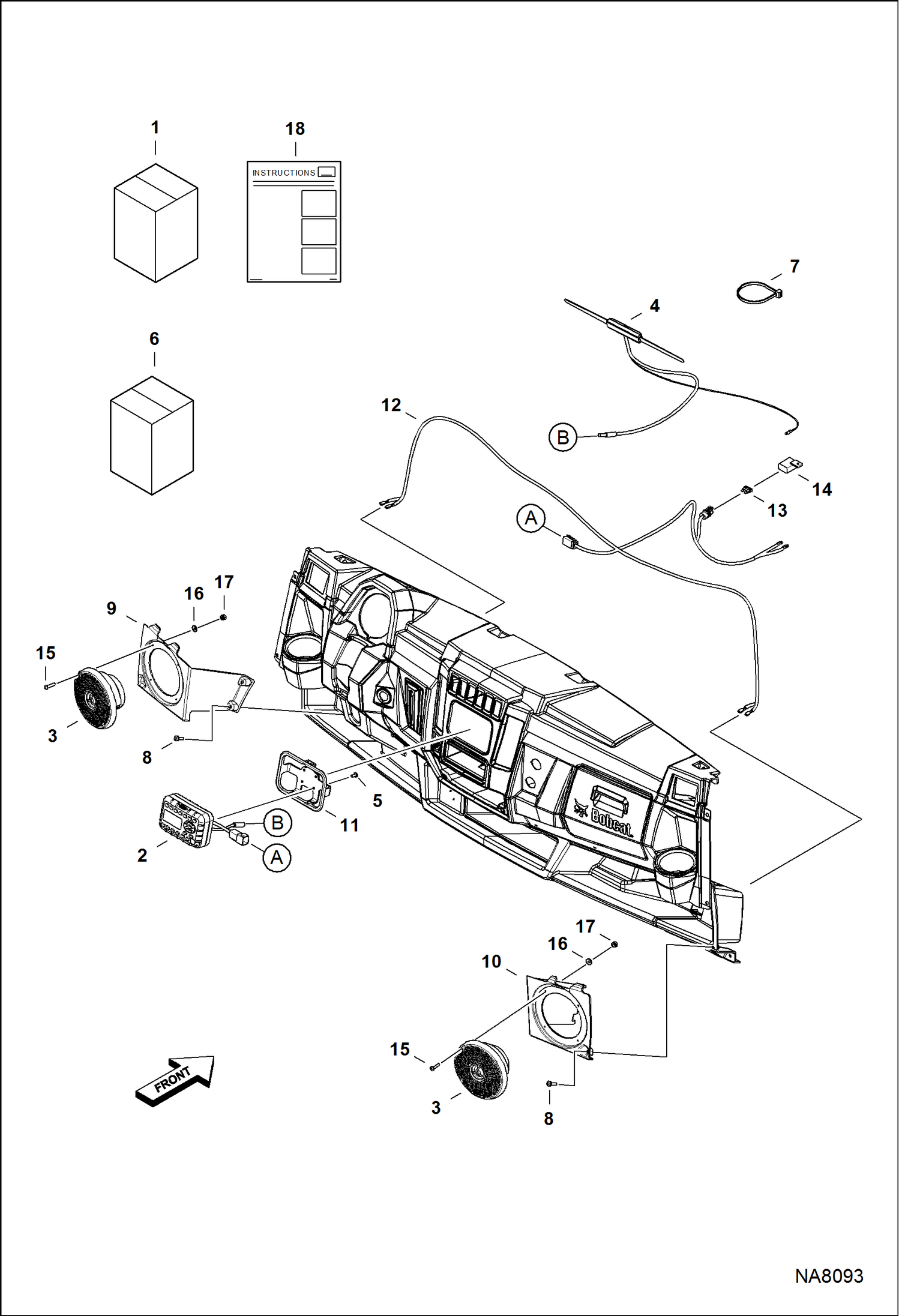 Схема запчастей Bobcat 3600 - RADIO KIT ACCESSORIES & OPTIONS