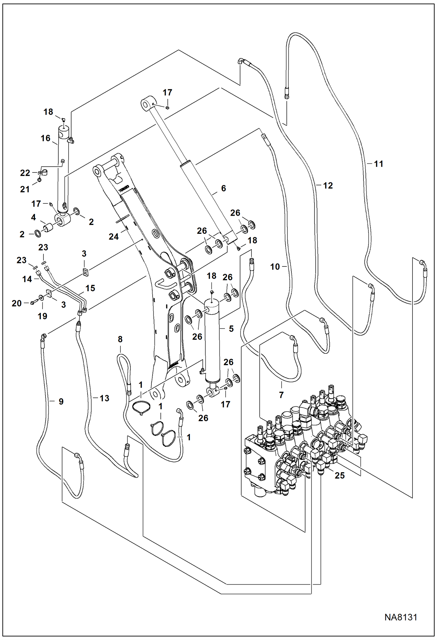 Схема запчастей Bobcat 418 - HYDRAULIC CIRCUITRY (Boom) HYDRAULIC SYSTEM