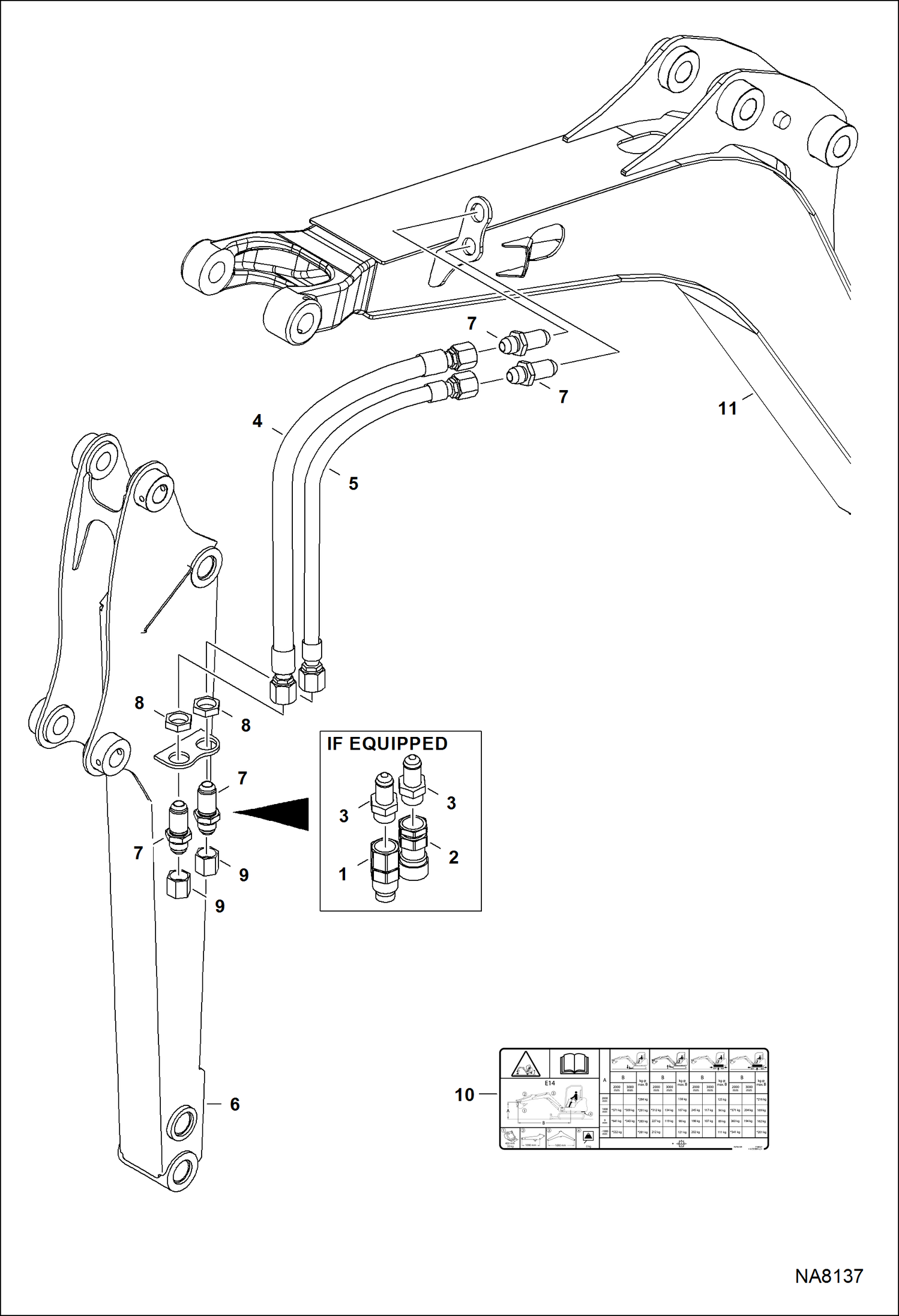 Схема запчастей Bobcat E14 - ARM (W/Auxiliary plate) AHNM & Above ACCESSORIES & OPTIONS