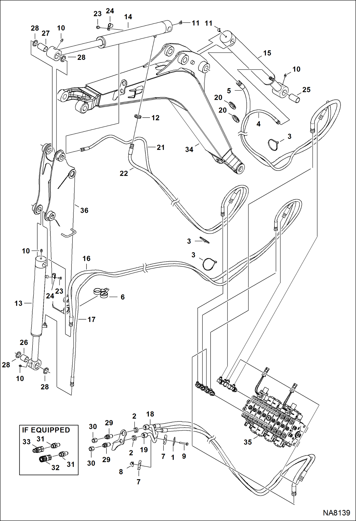 Схема запчастей Bobcat E14 - HYDRAULIC CIRCUITRY (Boom) HYDRAULIC SYSTEM