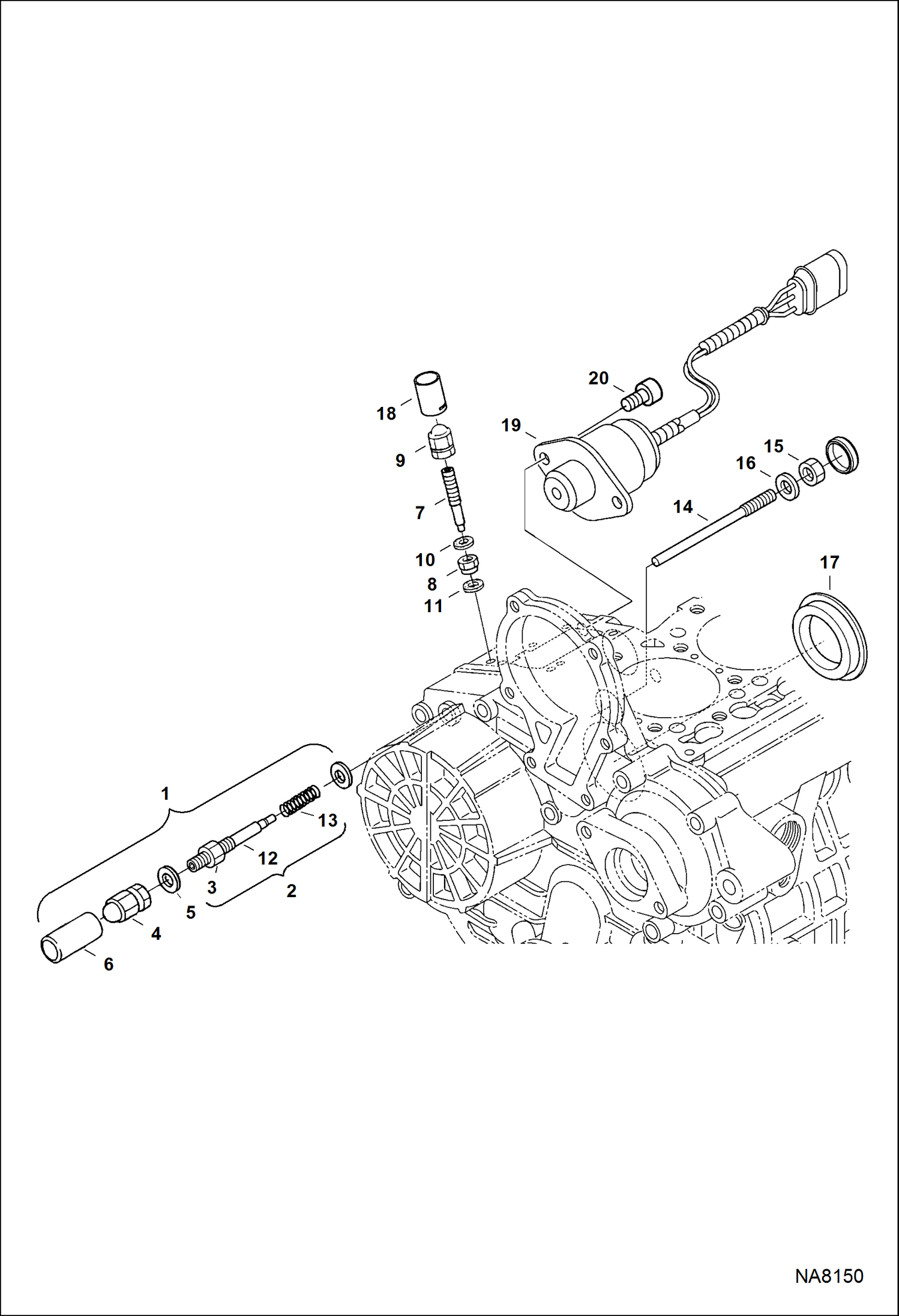 Схема запчастей Bobcat E26 - IDLE APPARATUS & STOP SOLENOID POWER UNIT