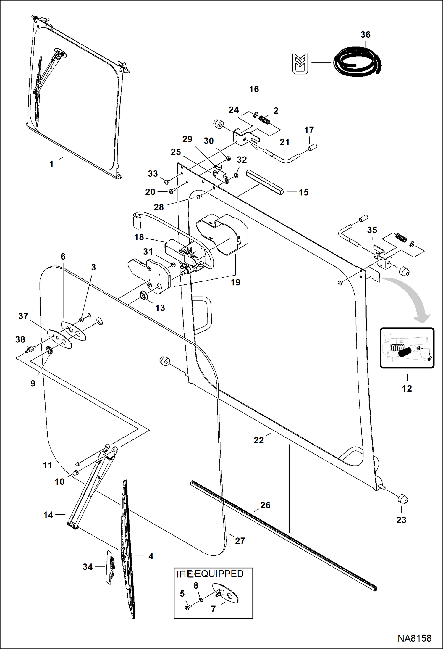 Схема запчастей Bobcat 319 - FRONT WINDOW MAIN FRAME