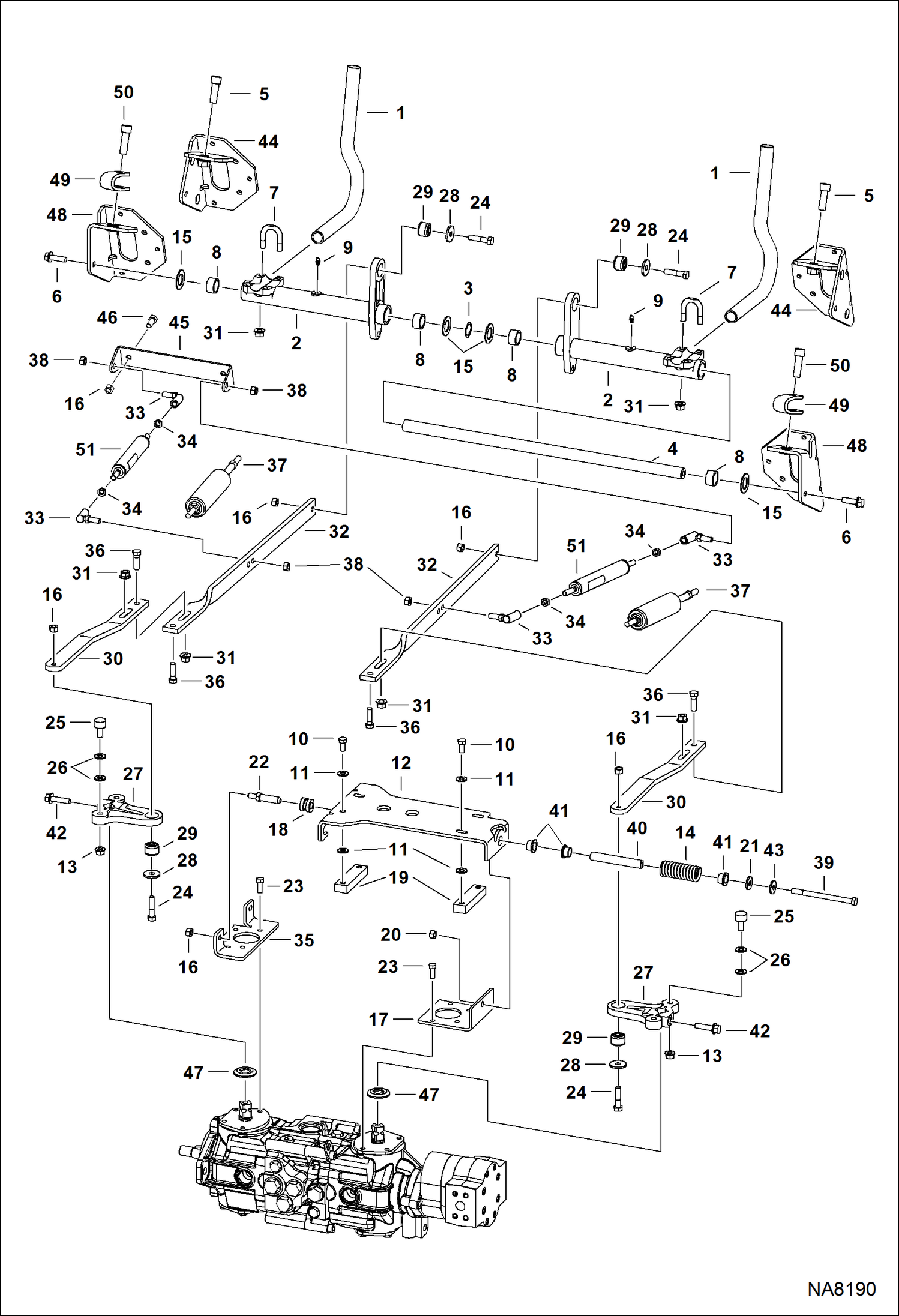 Схема запчастей Bobcat T-Series - HAND CONTROLS (S/N 523011001, 523111001 & Above) (S/N 525611001-11073, 525711001-11002) HYDROSTATIC SYSTEM