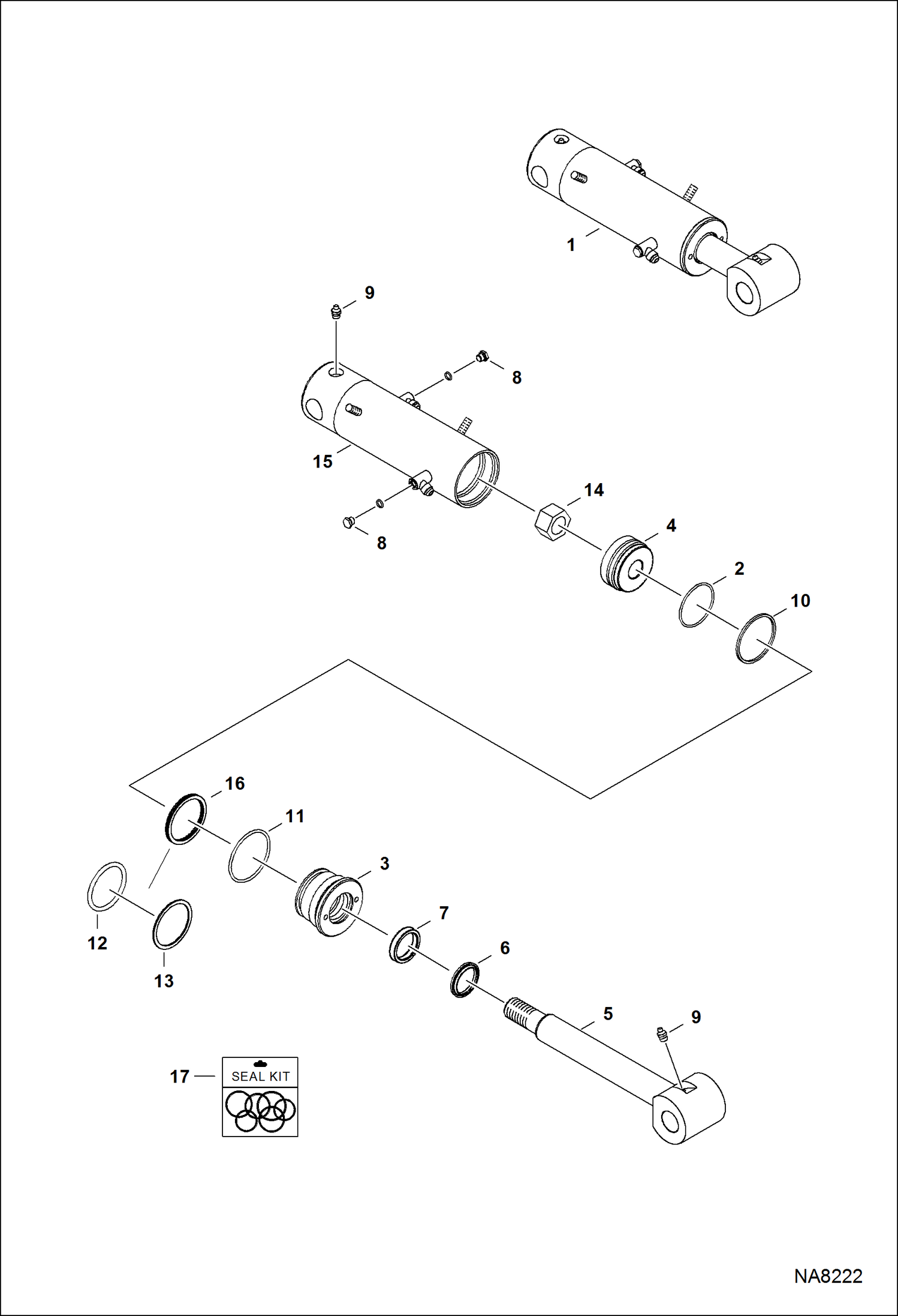 Схема запчастей Bobcat E14 - BLADE CYLINDER HYDRAULIC SYSTEM