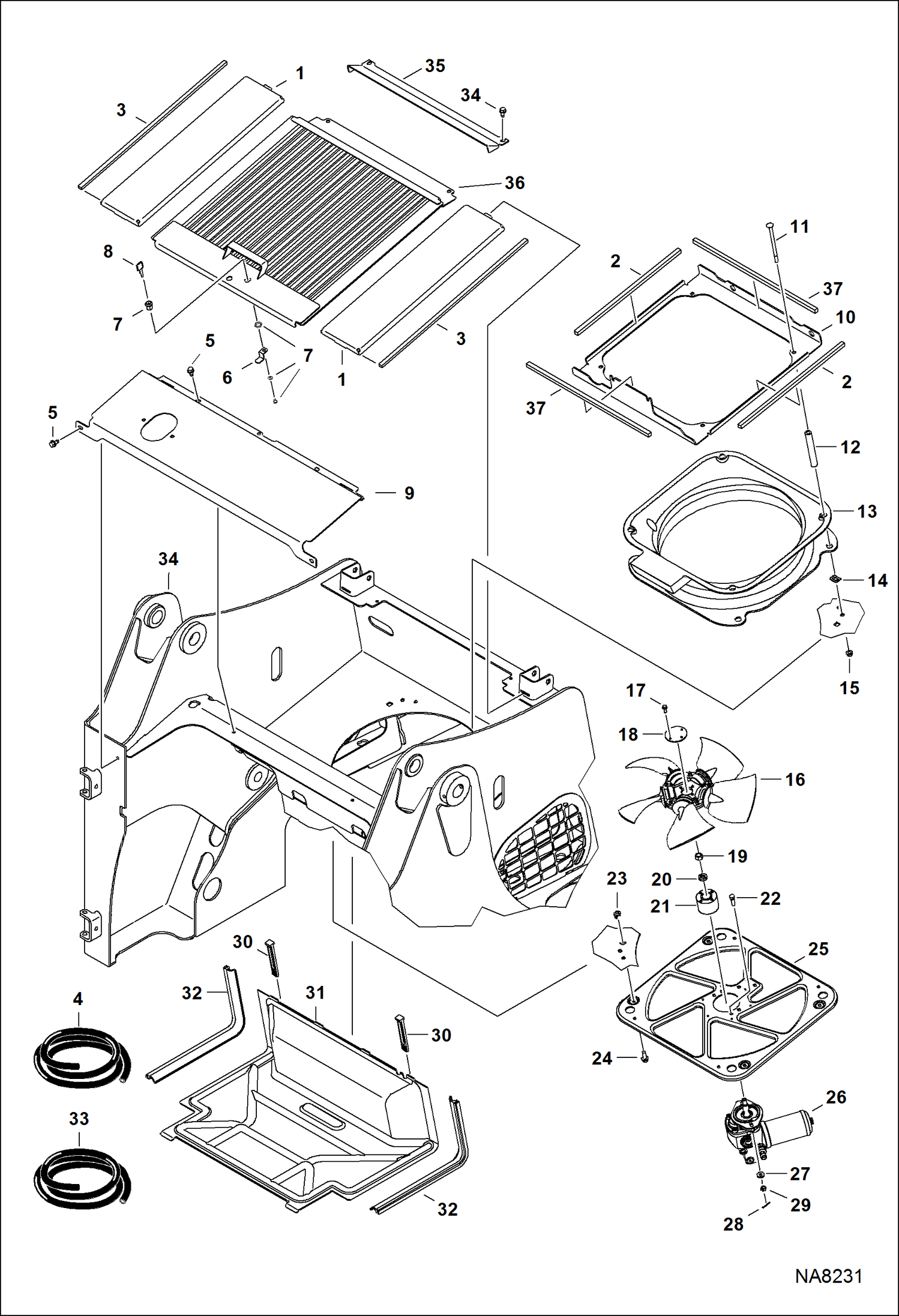 Схема запчастей Bobcat S-Series - COOLING SYSTEM (S/N A3NV21788 & Above, A3NW13098 & Above) POWER UNIT