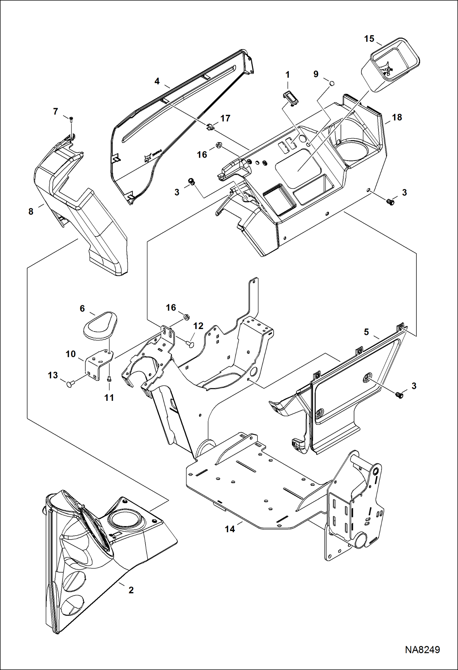 Схема запчастей Bobcat E32 - CONTROL CONSOLE (RH) (S/N A94H17001 & Above, AC2N15001 & Above) CONTROLS
