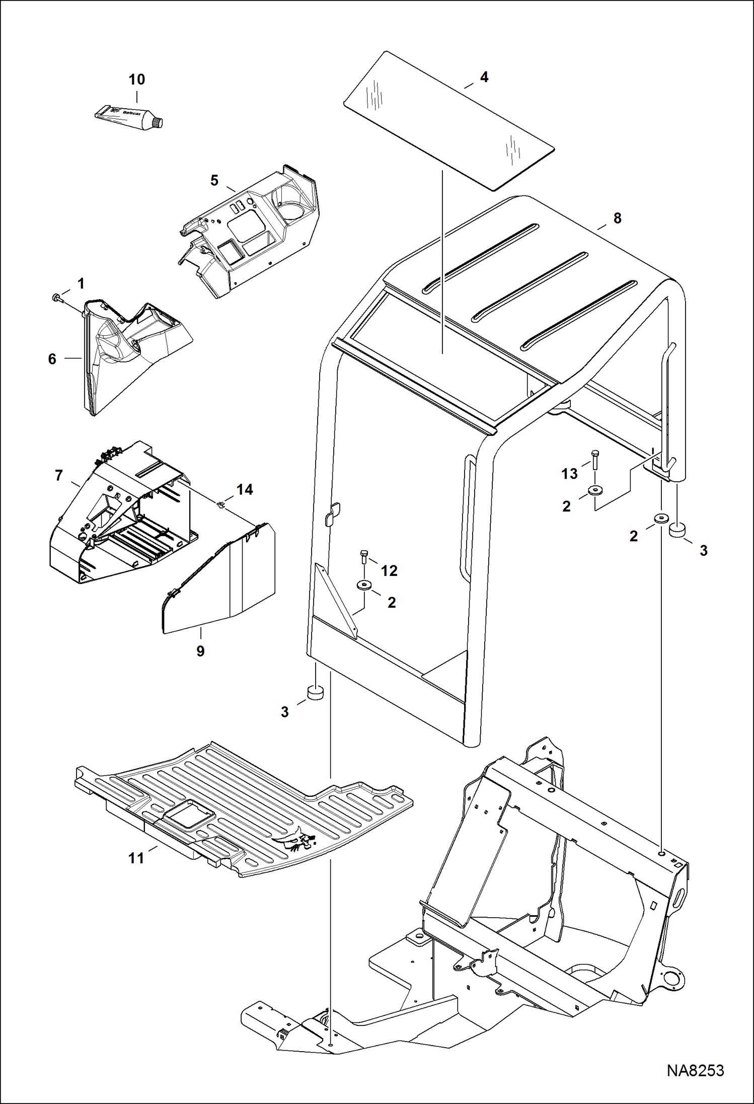 Схема запчастей Bobcat E42 - CANOPY (S/N AG3414001 & Above) MAIN FRAME