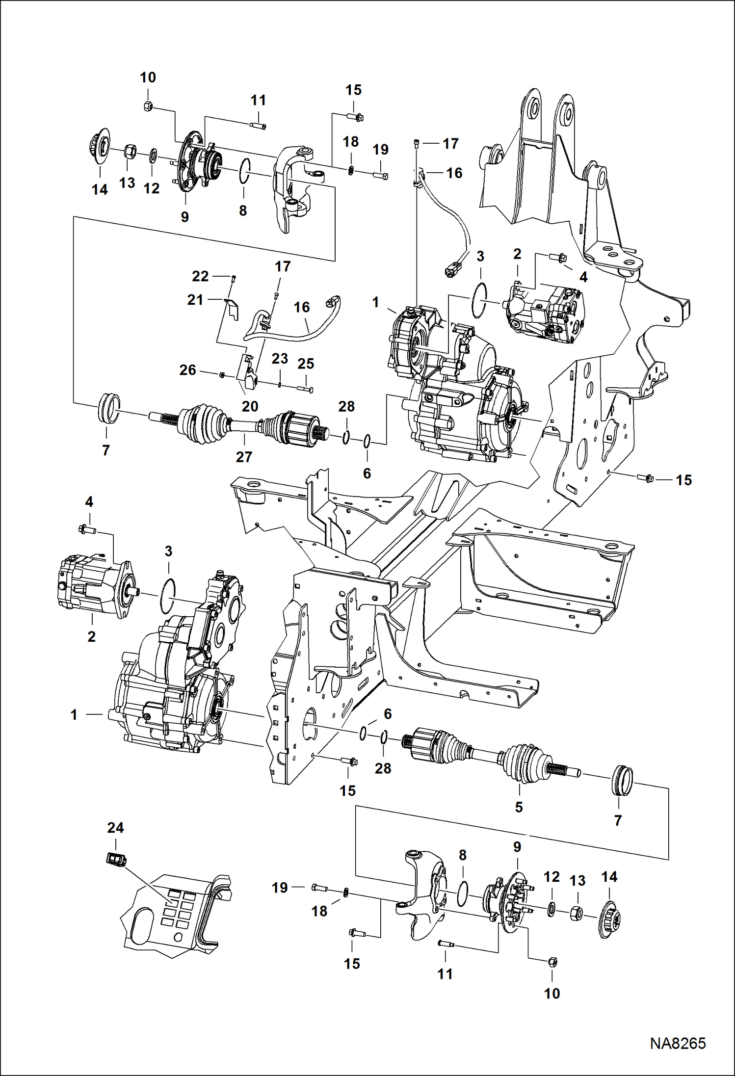 Схема запчастей Bobcat 5600 - AXLE (Front & Rear) (A94Y14000 & Above) DRIVE TRAIN