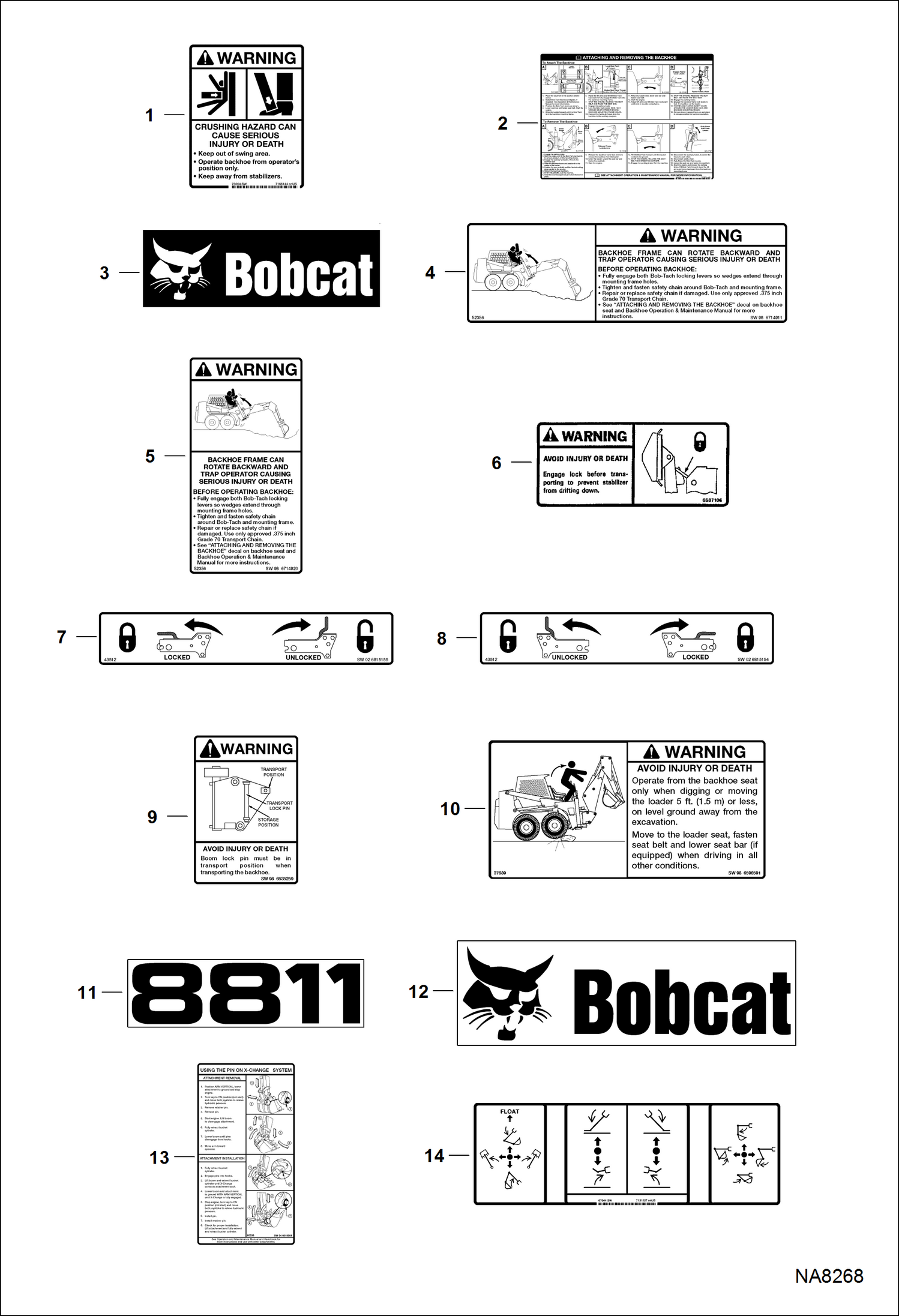 Схема запчастей Bobcat BACKHOE - BACKHOE (Decals) (8811 B393) 811/8811 BACKHOE
