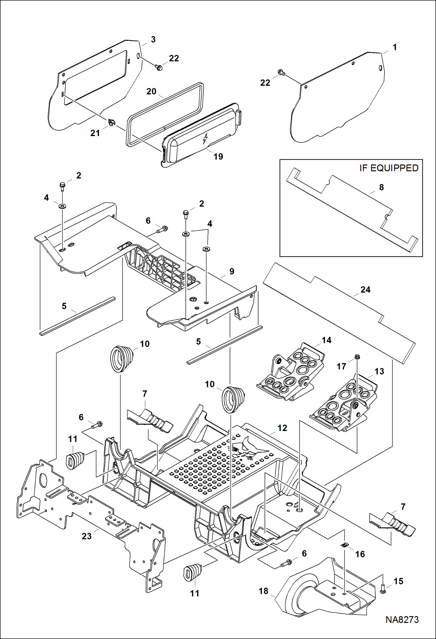 Схема запчастей Bobcat S-Series - PANELS (Floor Pan) (Manual Controls, AHC & ACS) MAIN FRAME