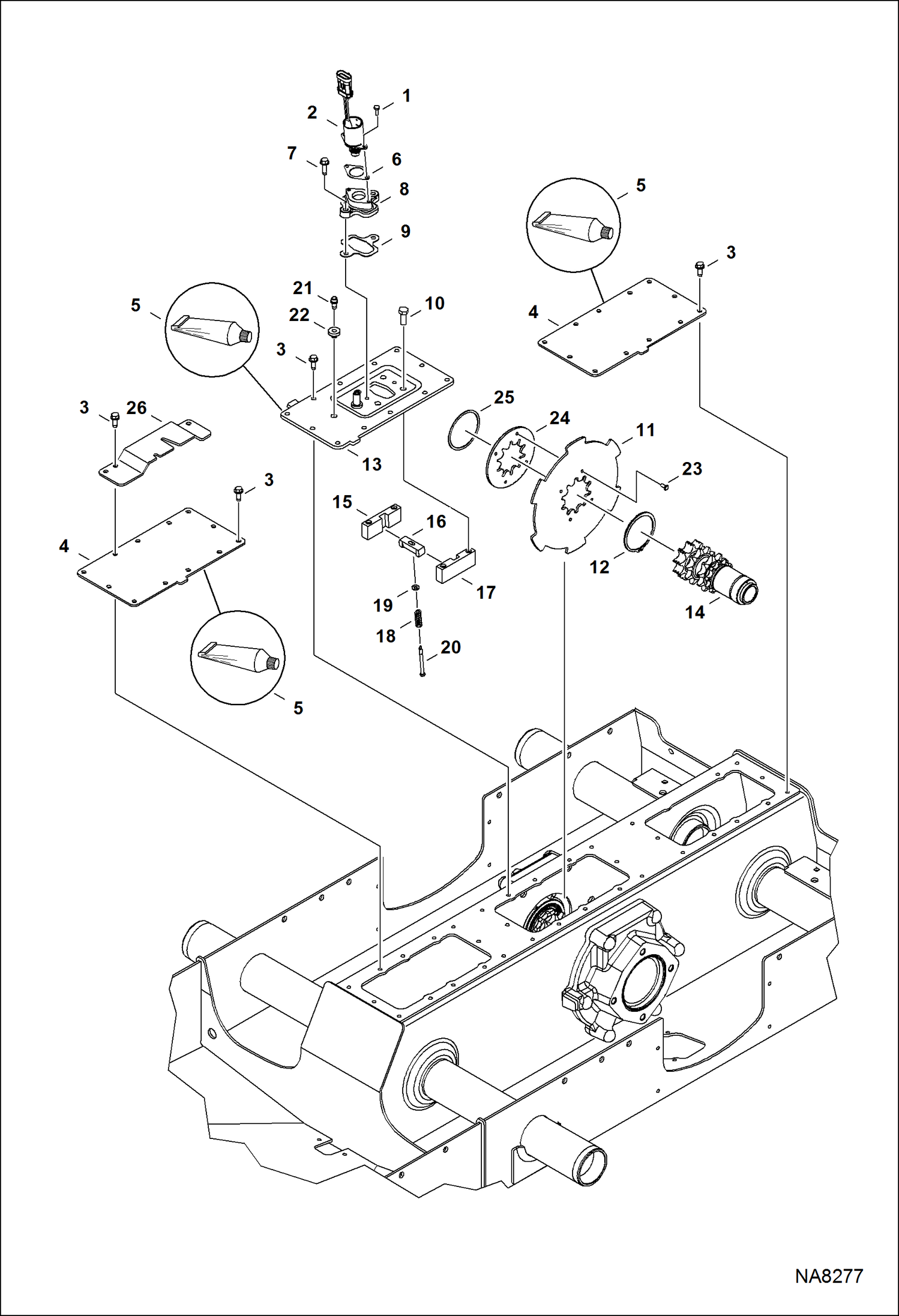 Схема запчастей Bobcat S-Series - DISC BRAKE (2-Speed Motor) DRIVE TRAIN