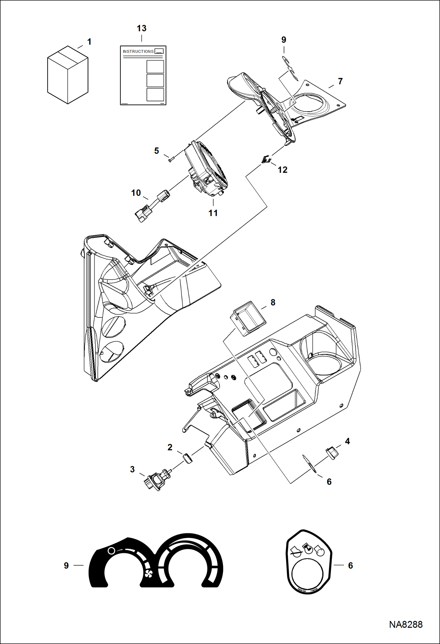 Схема запчастей Bobcat E32 - DELUXE INSTRUMENT PANEL KIT ACCESSORIES & OPTIONS