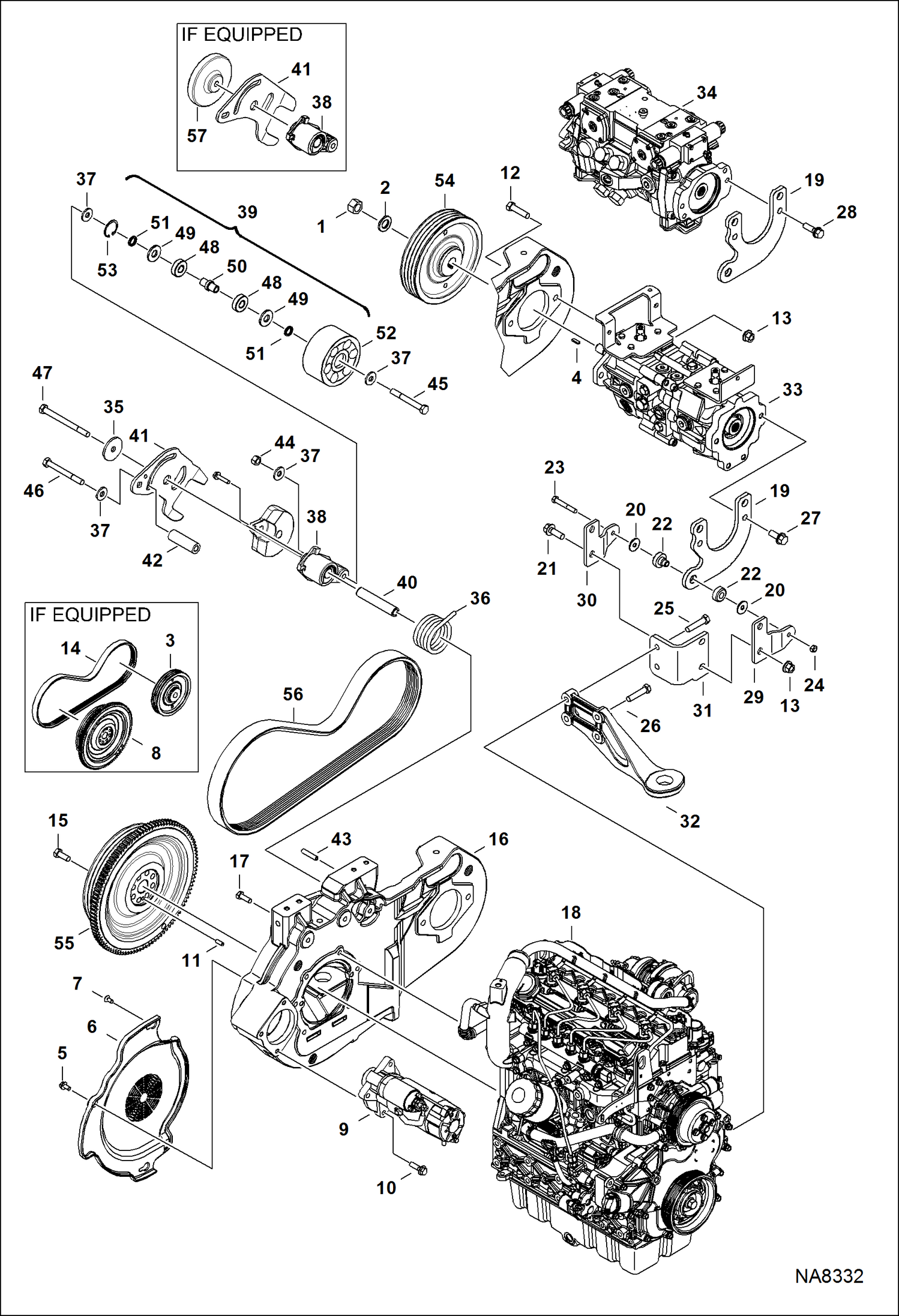 Схема запчастей Bobcat S-Series - ENGINE & ATTACHING PARTS (Belt Drive System) POWER UNIT