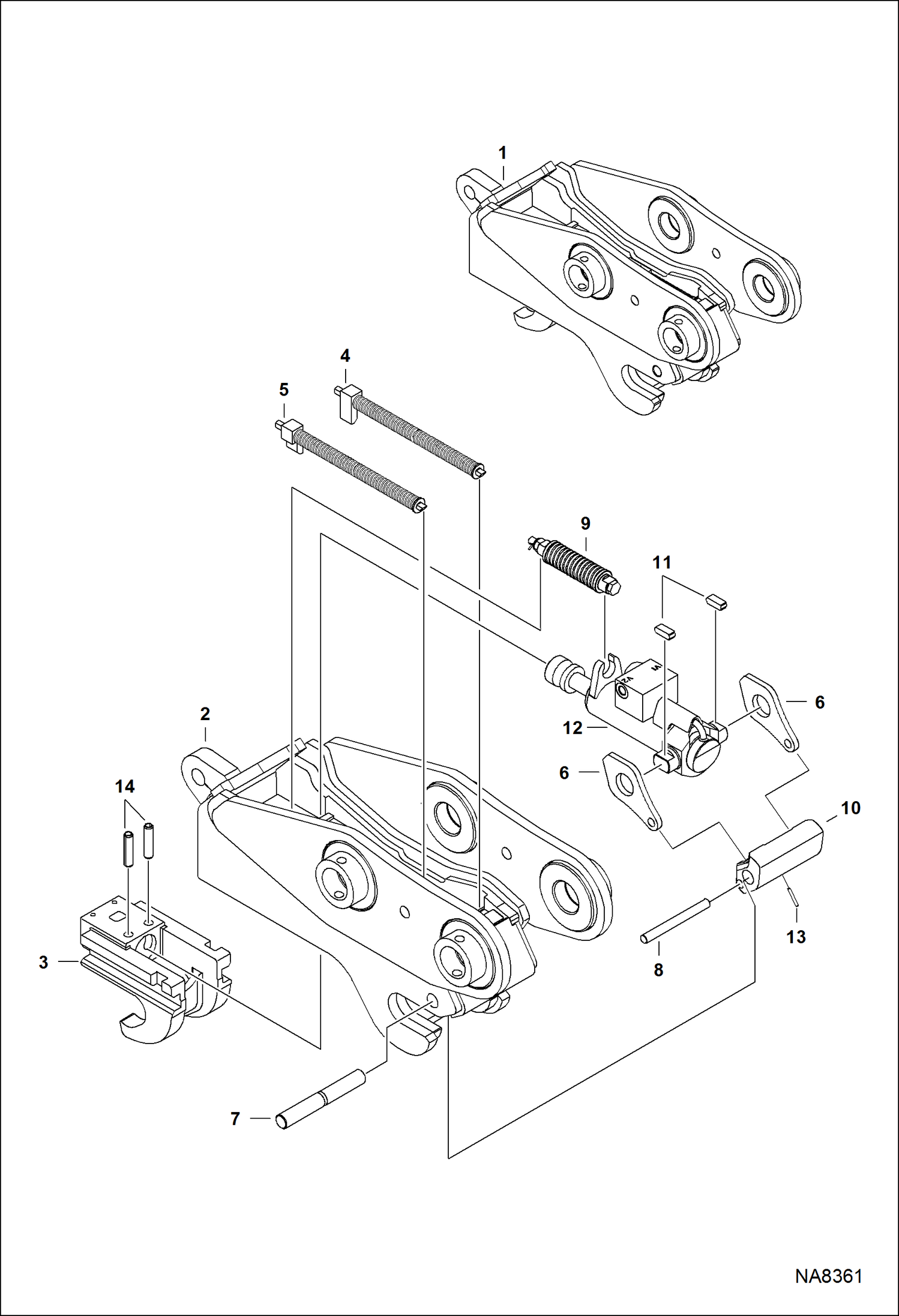 Схема запчастей Bobcat E42 - PIN GRABBER QUICK COUPLER (Coupler and Link) ACCESSORIES & OPTIONS