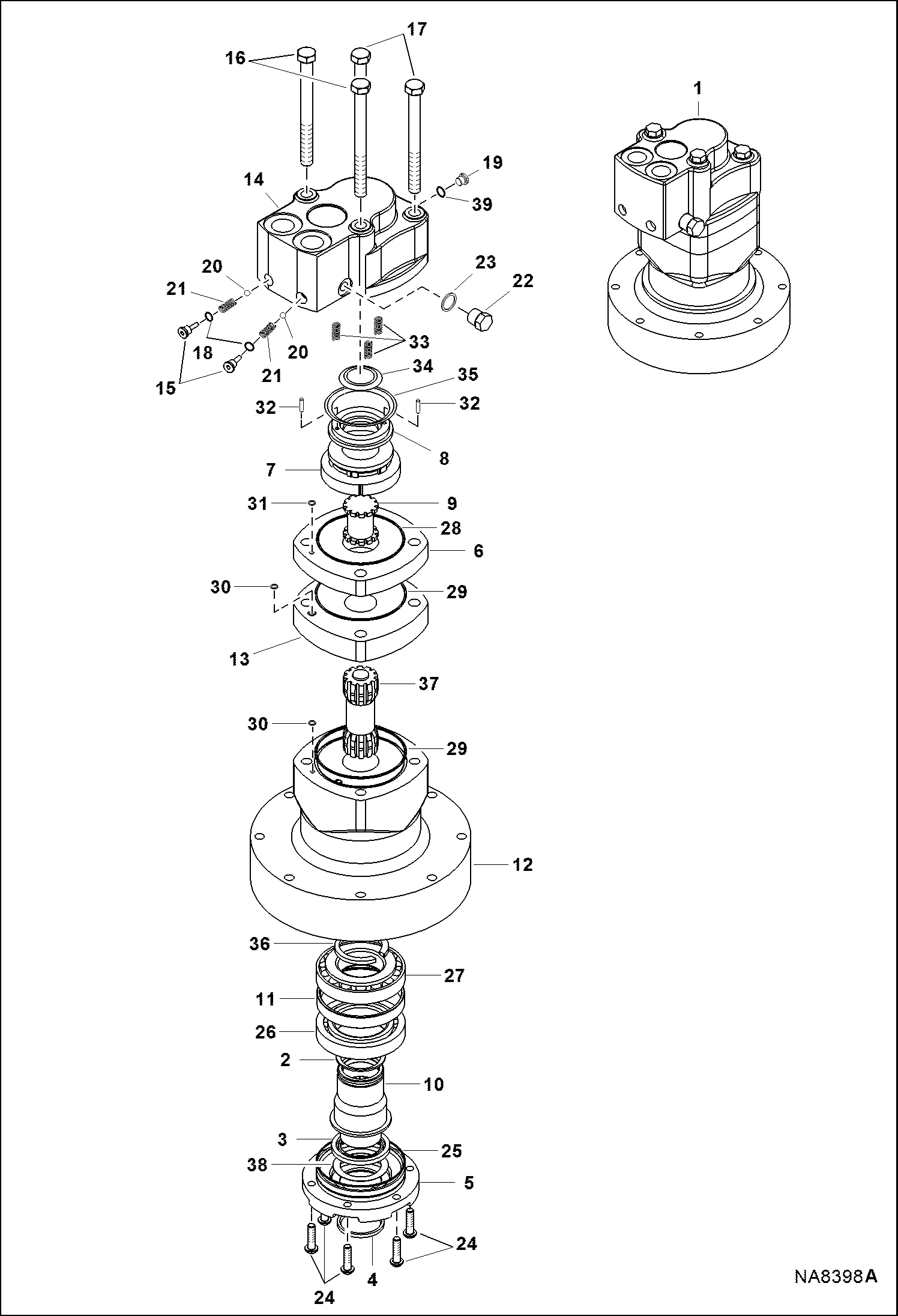 Схема запчастей Bobcat AUGERS - AUGER (Motor) (50PH B2KY) Loader