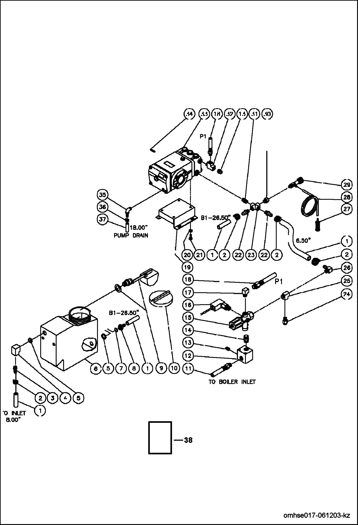 Схема запчастей Bobcat PRESSURE WASHER - PUMP/FLOAT TANK/UNLOADER ASSEMBLY PUMP