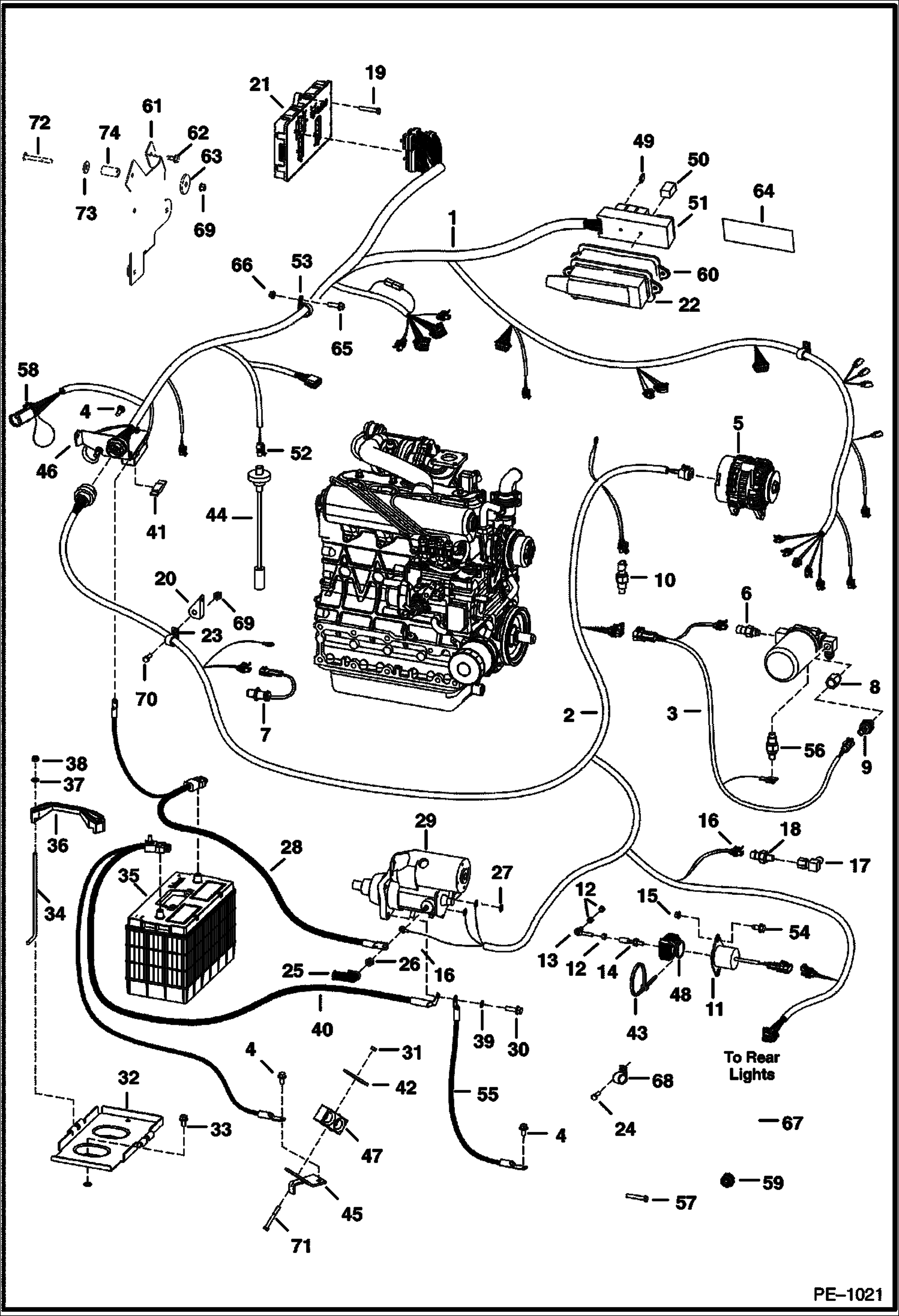 Схема запчастей Bobcat 700s - ENGINE ELECTRICAL CIRCUITRY (S/N 5122 50001-57999, 5124 50001-50999, 5126 20001 & Above) ELECTRICAL SYSTEM