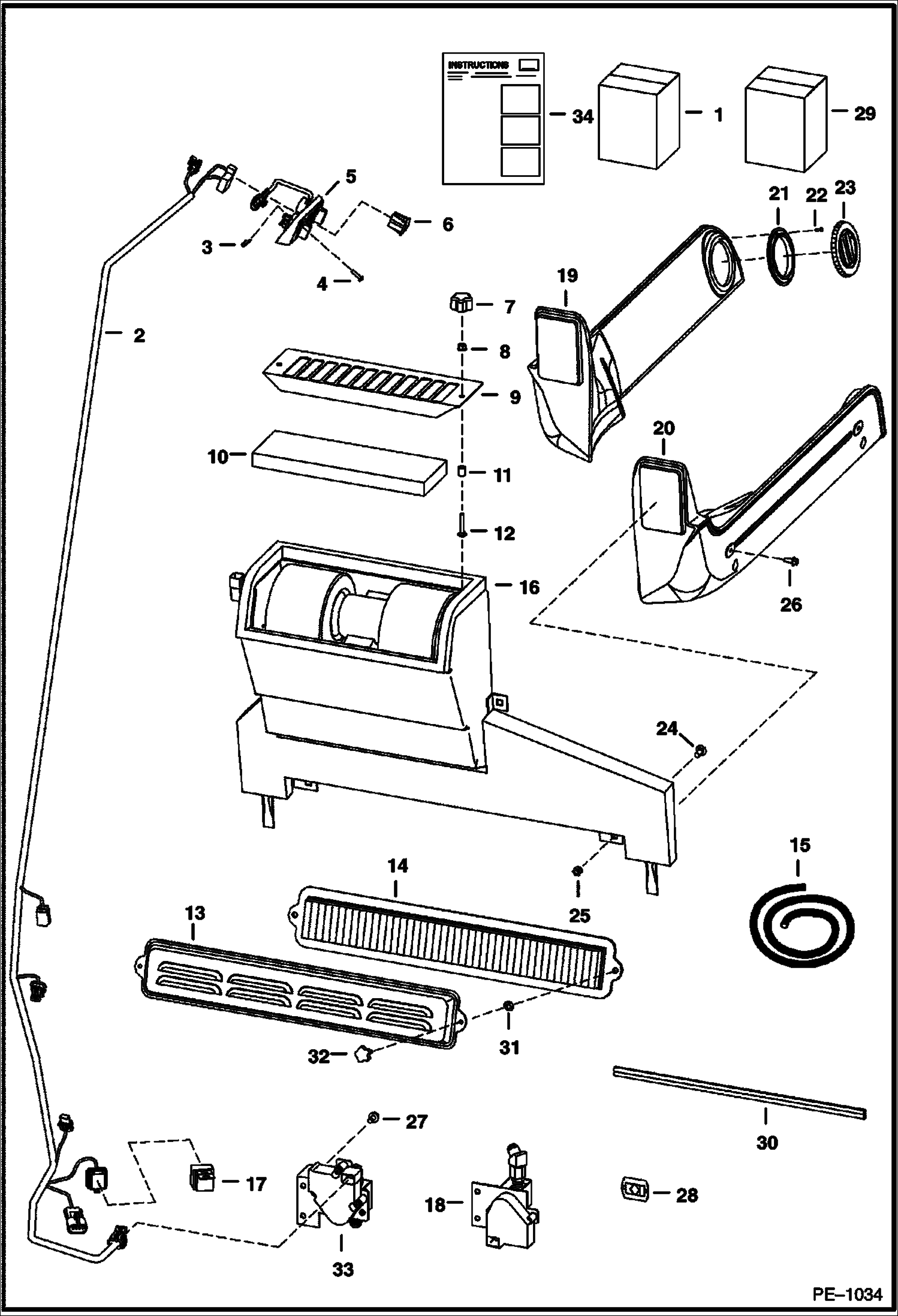 Схема запчастей Bobcat S-Series - HEATER & A/C (Heater Kit) (For Threaded Heater Valve) ACCESSORIES & OPTIONS