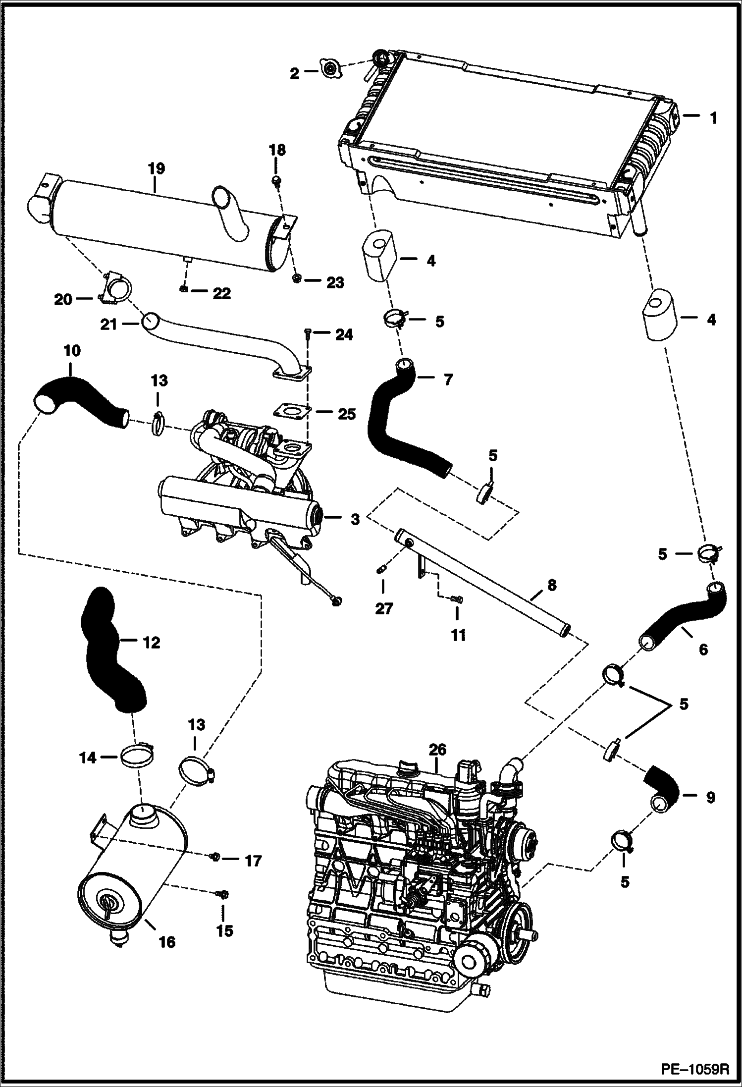 Схема запчастей Bobcat T-Series - ENGINE & ATTACHING PARTS (S/N 5193 11001 & Abv, 5194 11001 & Abv) POWER UNIT