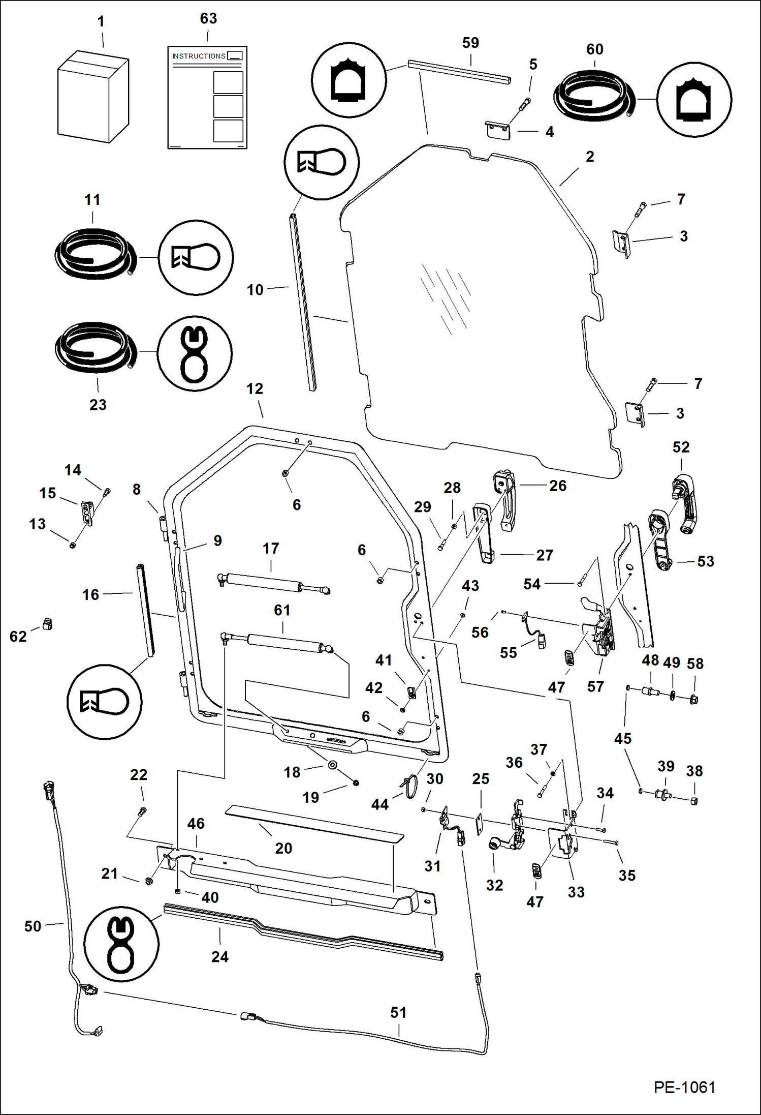 Схема запчастей Bobcat 700s - CAB DOOR (Special Applications) ACCESSORIES & OPTIONS