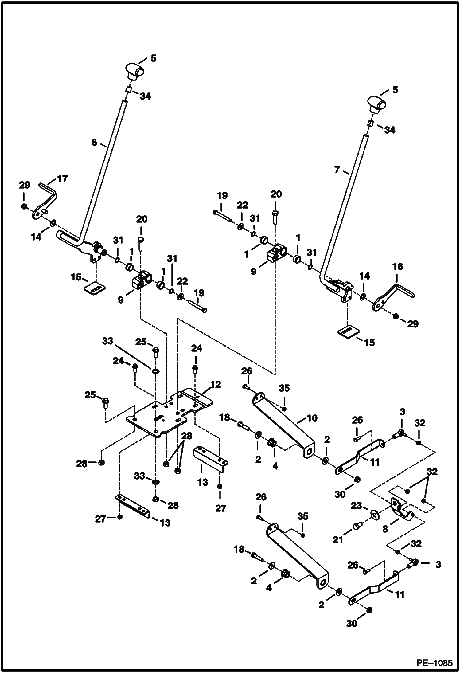Схема запчастей Bobcat 341 - CONTROLS - TRAVEL (S/N 233312194 & Below, 233212283 & Below) CONTROLS