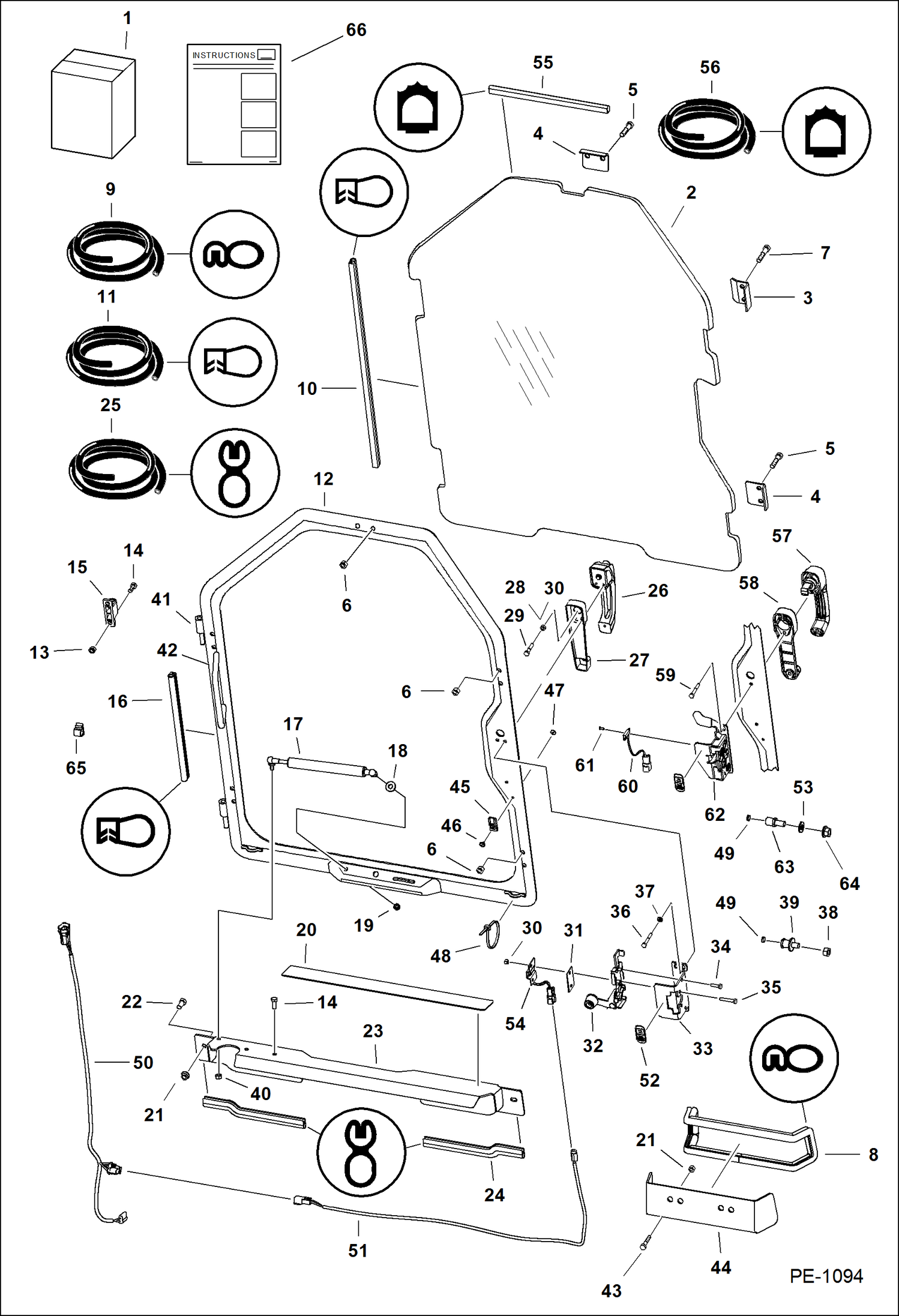Схема запчастей Bobcat 700s - CAB DOOR (Special Applications) ACCESSORIES & OPTIONS