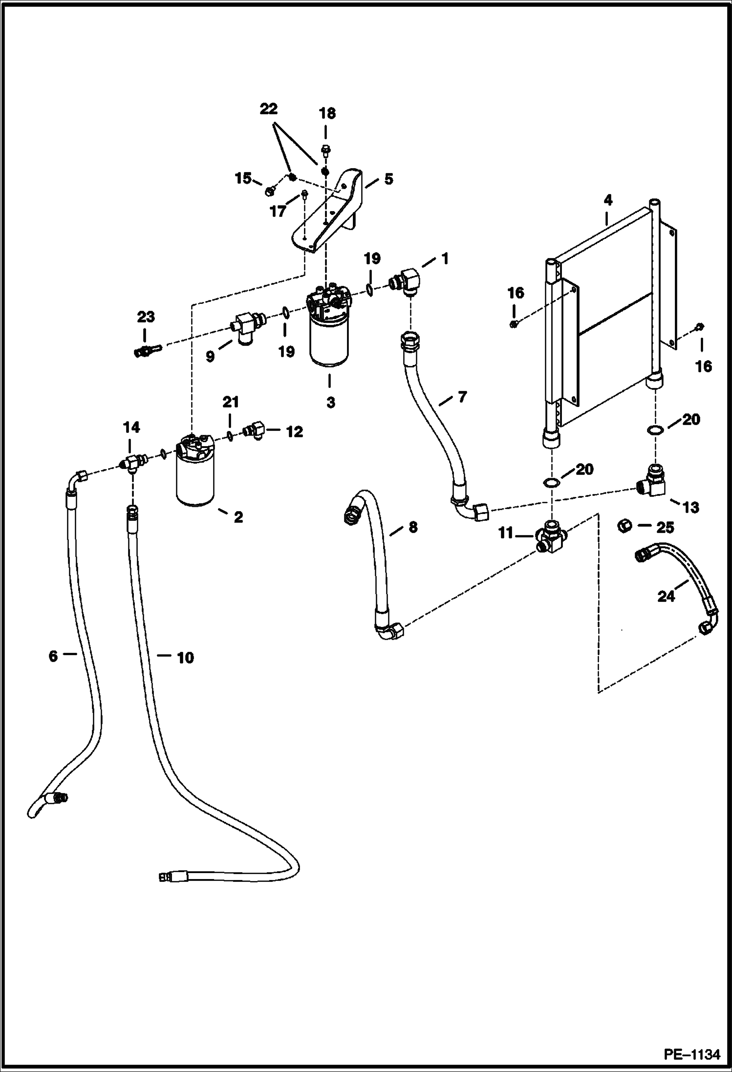 Схема запчастей Bobcat 328 - HYDRAULIC CIRCUITRY (Cooler/Filter) HYDRAULIC SYSTEM