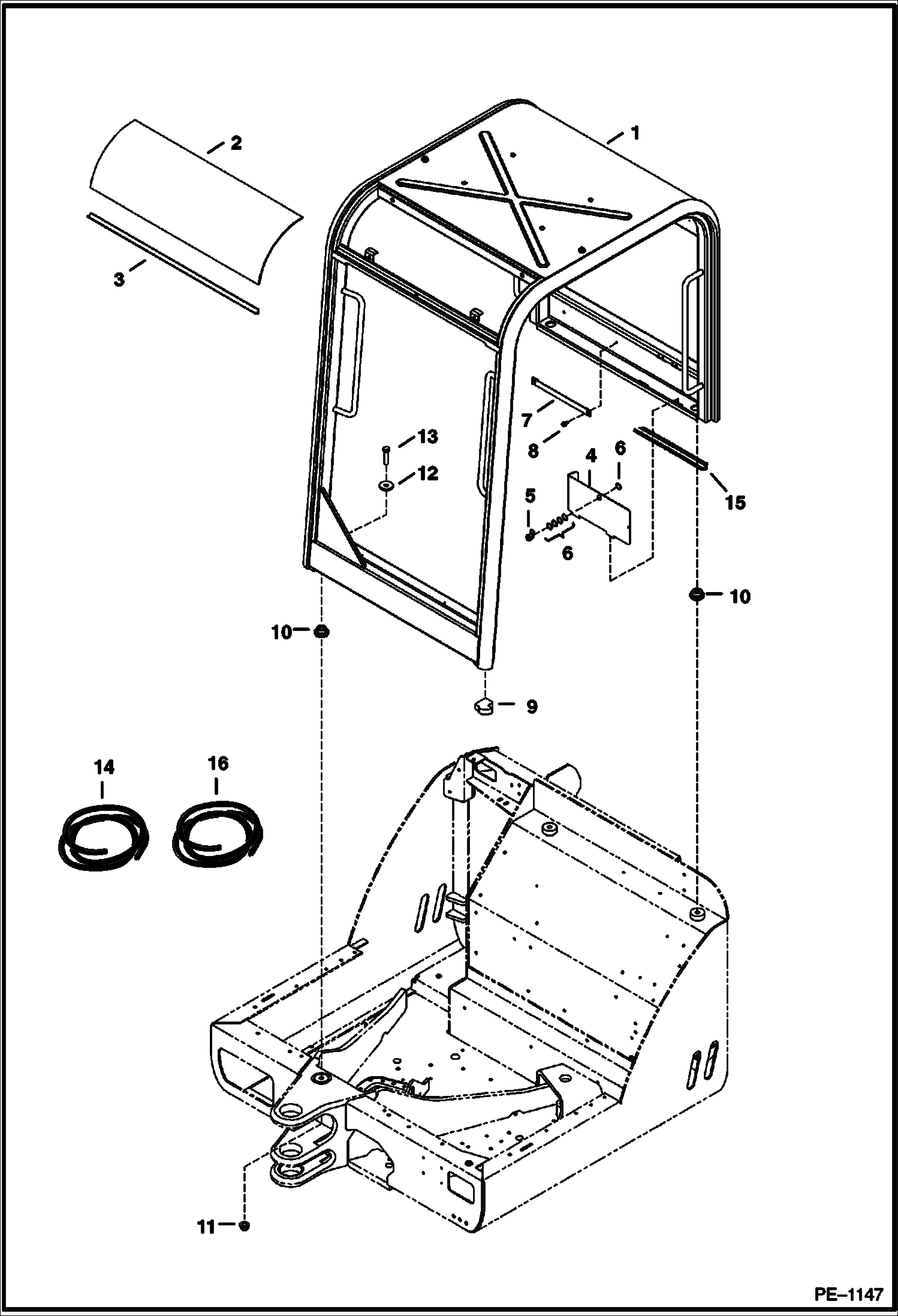 Схема запчастей Bobcat 337 - OPERATOR CANOPY MAIN FRAME