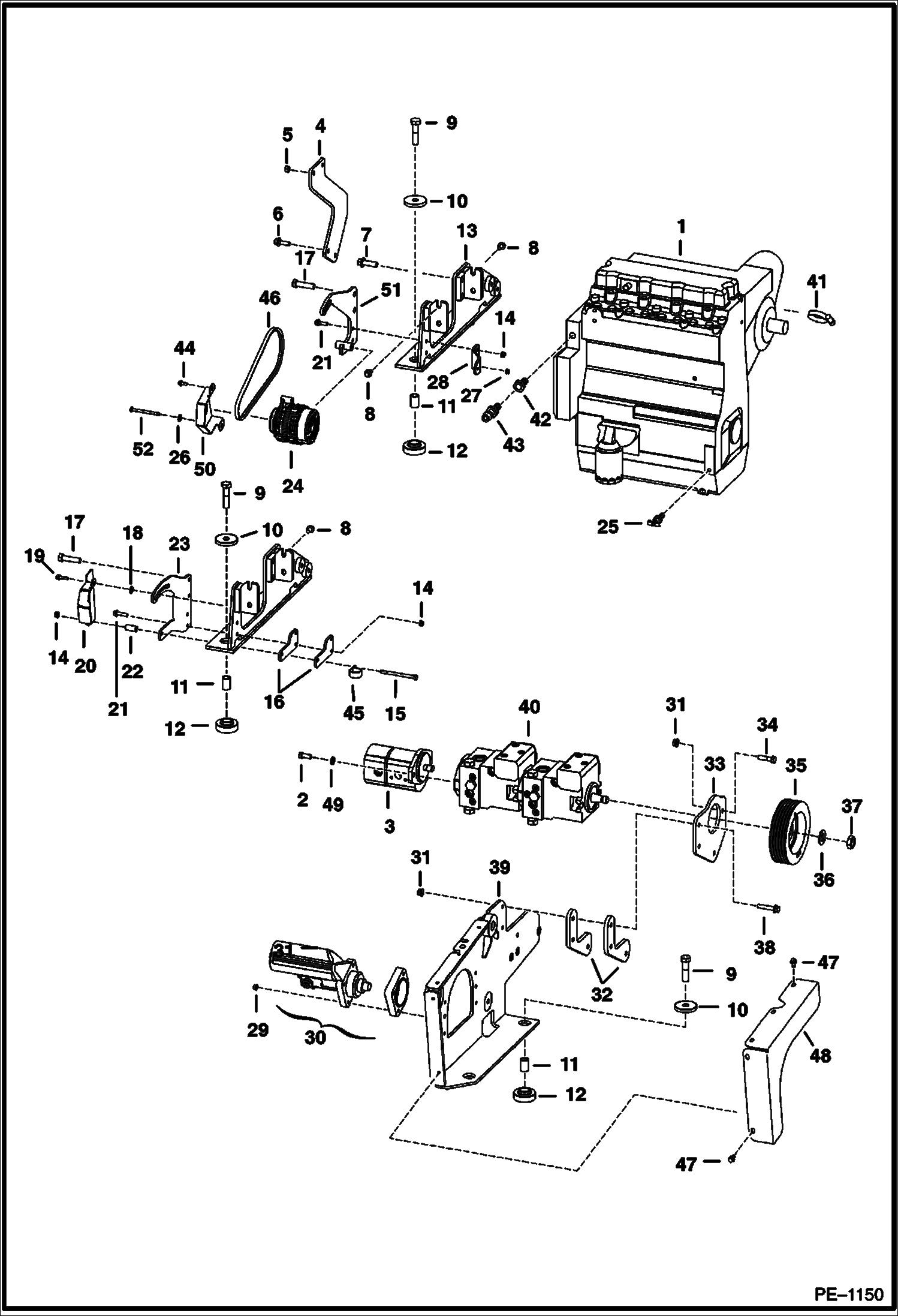 Схема запчастей Bobcat 900s - ENGINE & ATTACHING PARTS (Engine Mounts) POWER UNIT