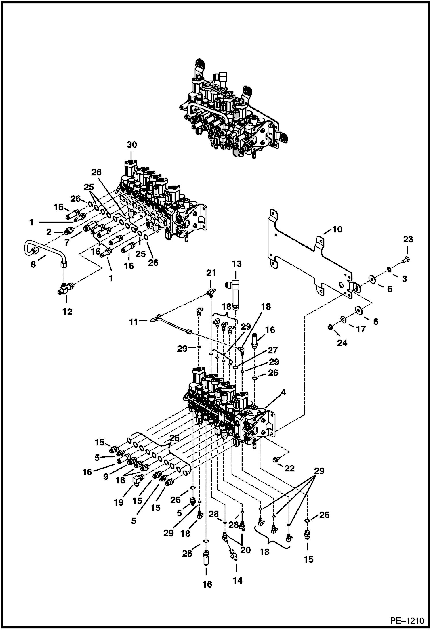 Схема запчастей Bobcat 334 - HYDRAULIC CONTROL VALVE (S/N 232512782, 232711433, 232612157 & Below) HYDRAULIC SYSTEM