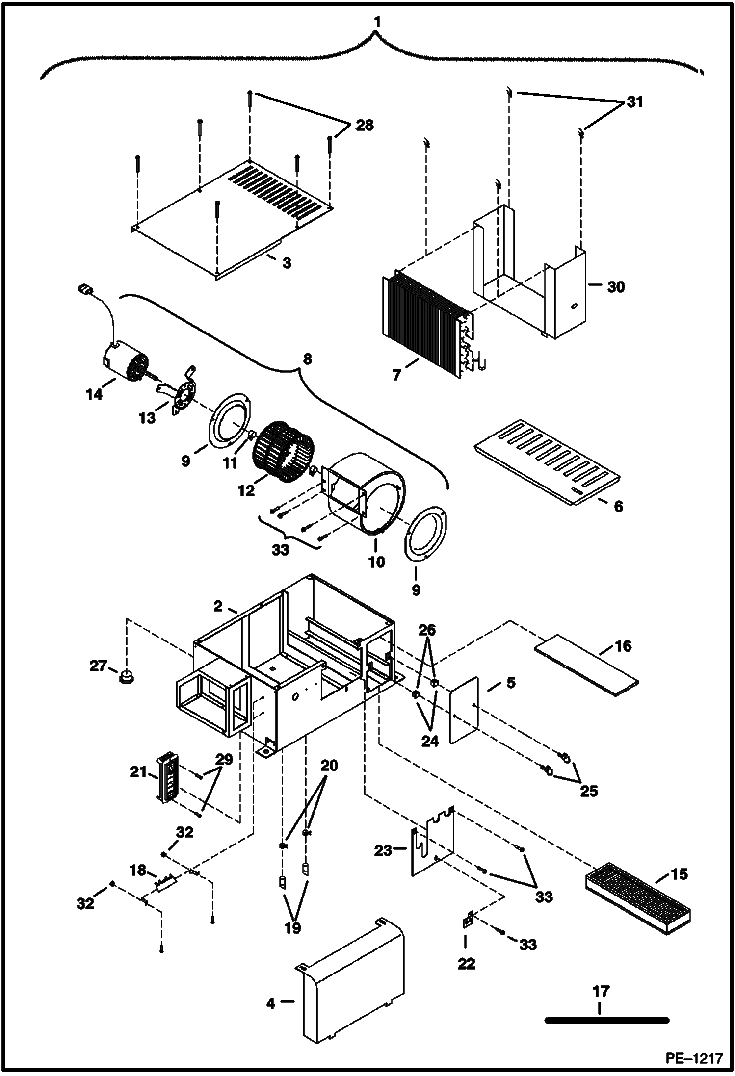 Схема запчастей Bobcat 337 - HEATER BOX (S/N 233311227 & Below & 233211244 & Below) ACCESSORIES & OPTIONS