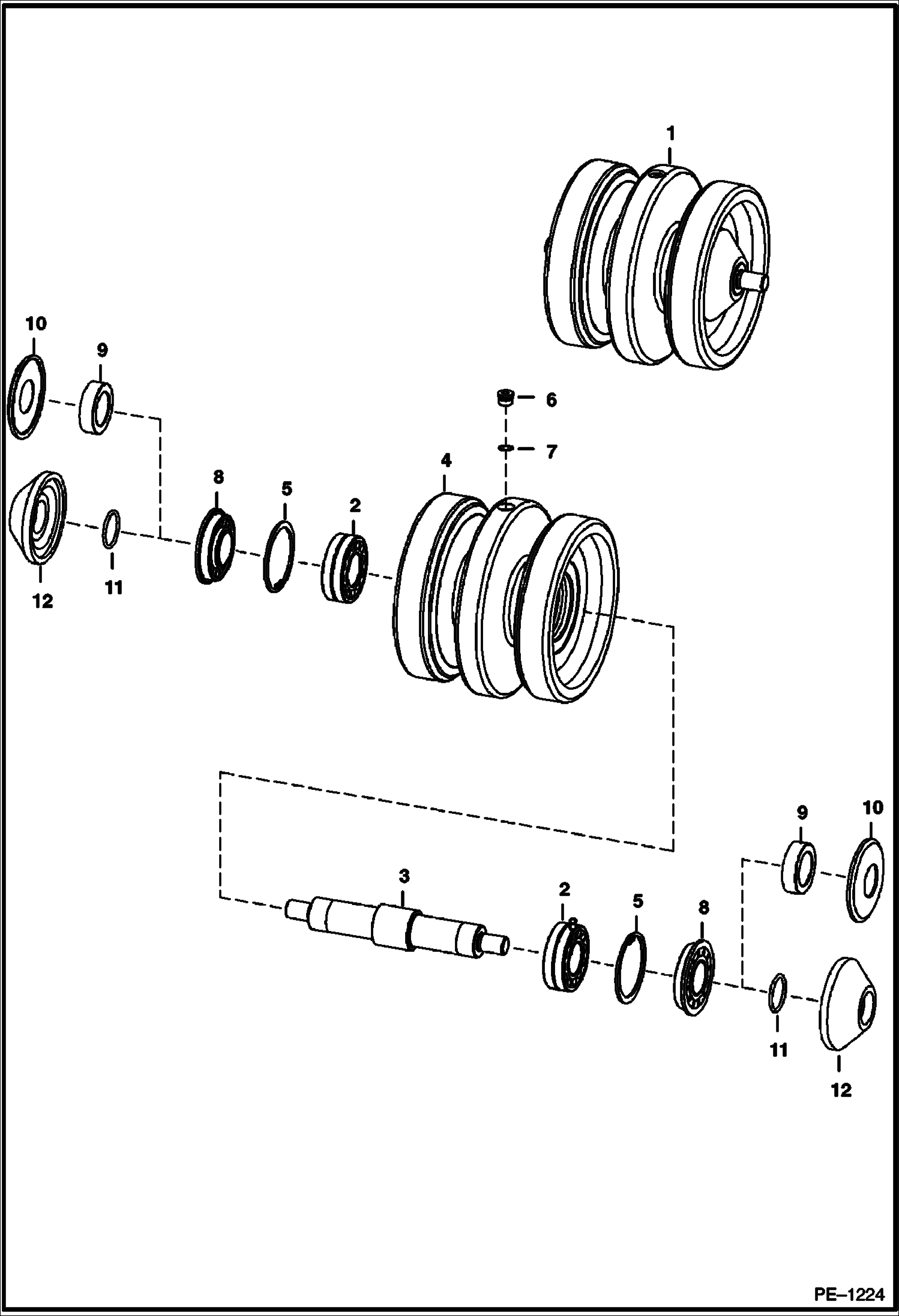 Схема запчастей Bobcat T-Series - TRACK ROLLER (S/N 5193 13368 & Bel, 5194 12089 & Bel) DRIVE TRAIN