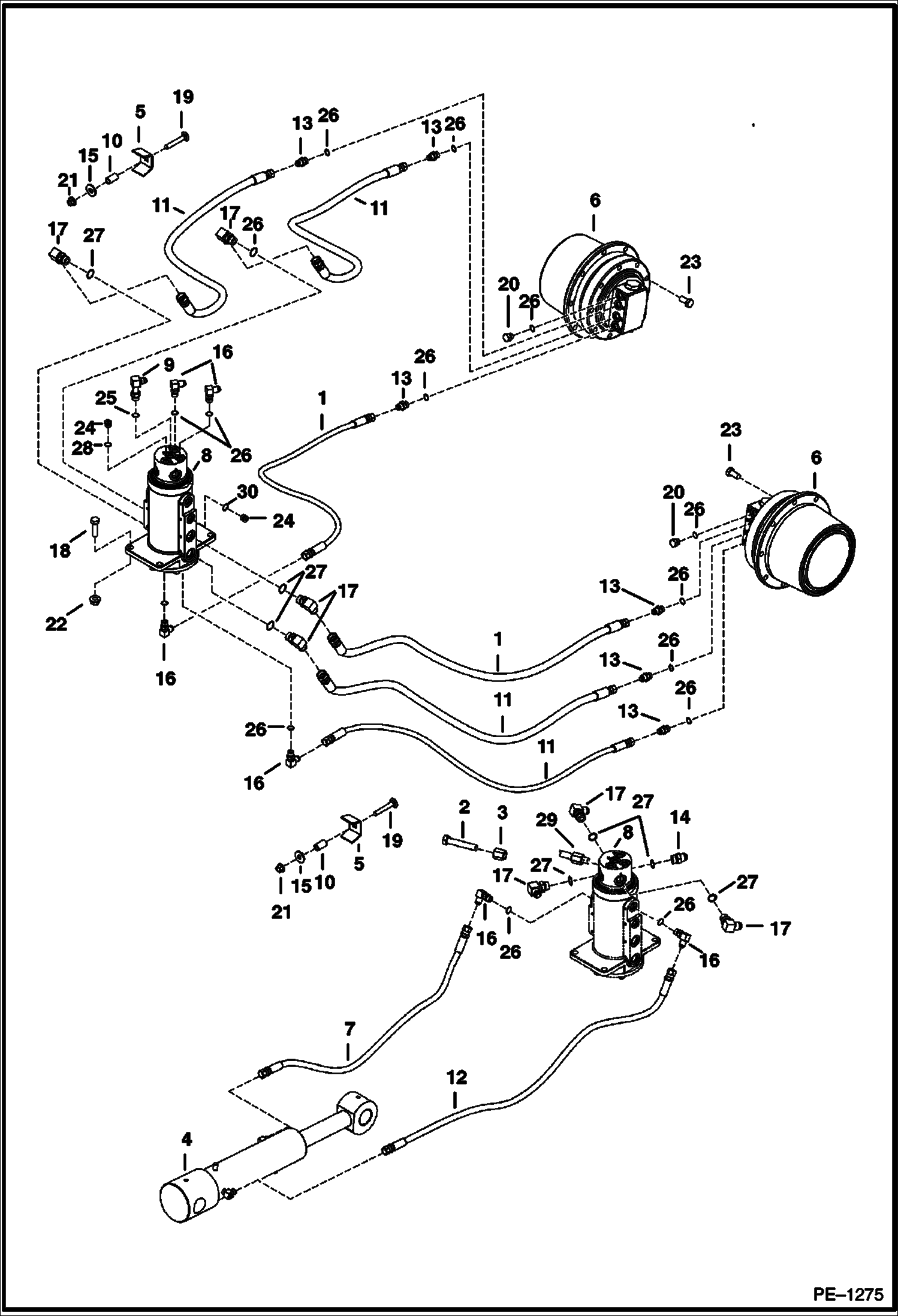 Схема запчастей Bobcat 328 - HYDRAULIC CIRCUITRY (S/N 232312279 & Below and 232412042 & Below) HYDRAULIC SYSTEM