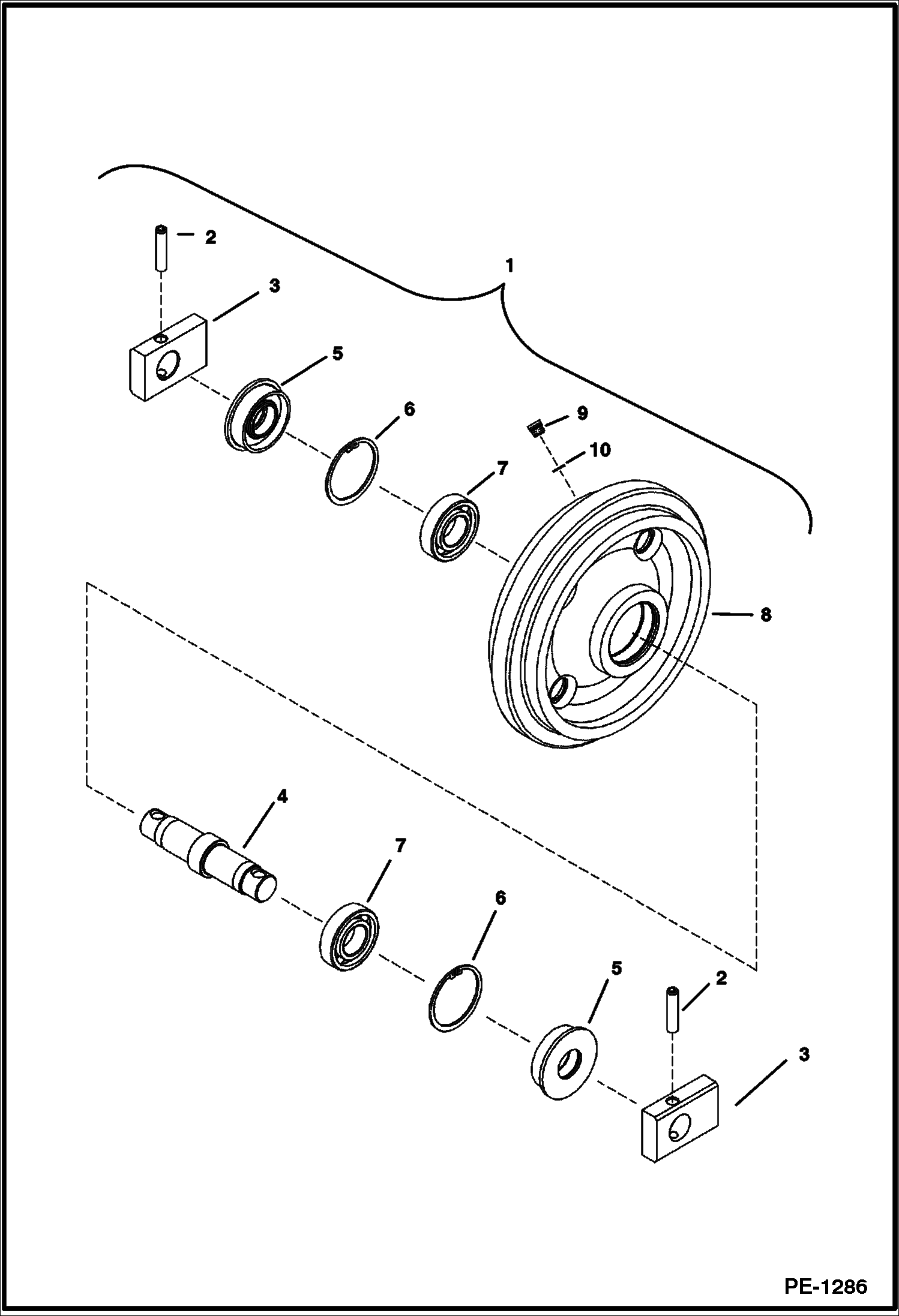 Схема запчастей Bobcat 320 - FRONT IDLER (S/N 223811360-223813024, 223511789-223516425) UNDERCARRIAGE