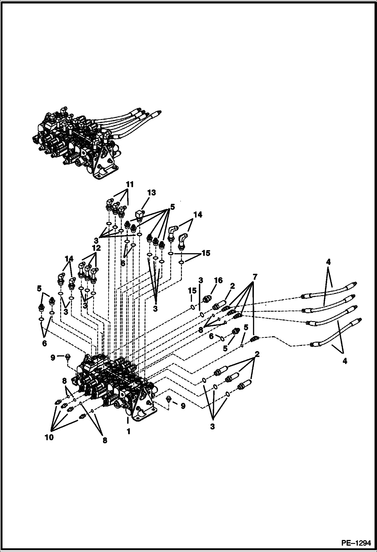 Схема запчастей Bobcat 322 - CONTROL VALVE (S/N 223812346 & Below, 223514376 & Below) HYDRAULIC SYSTEM