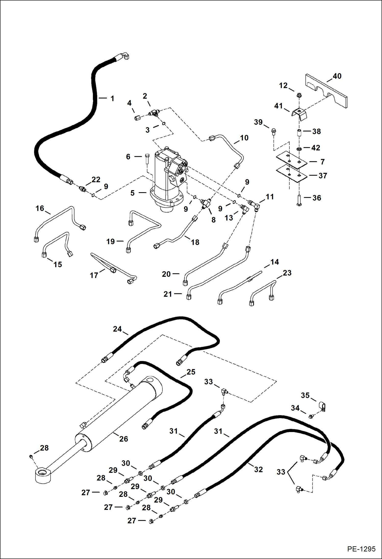 Схема запчастей Bobcat 320 - HYDRAULIC CIRCUITRY (S/N 223812346 & Below, 223514376 & Below) HYDRAULIC SYSTEM