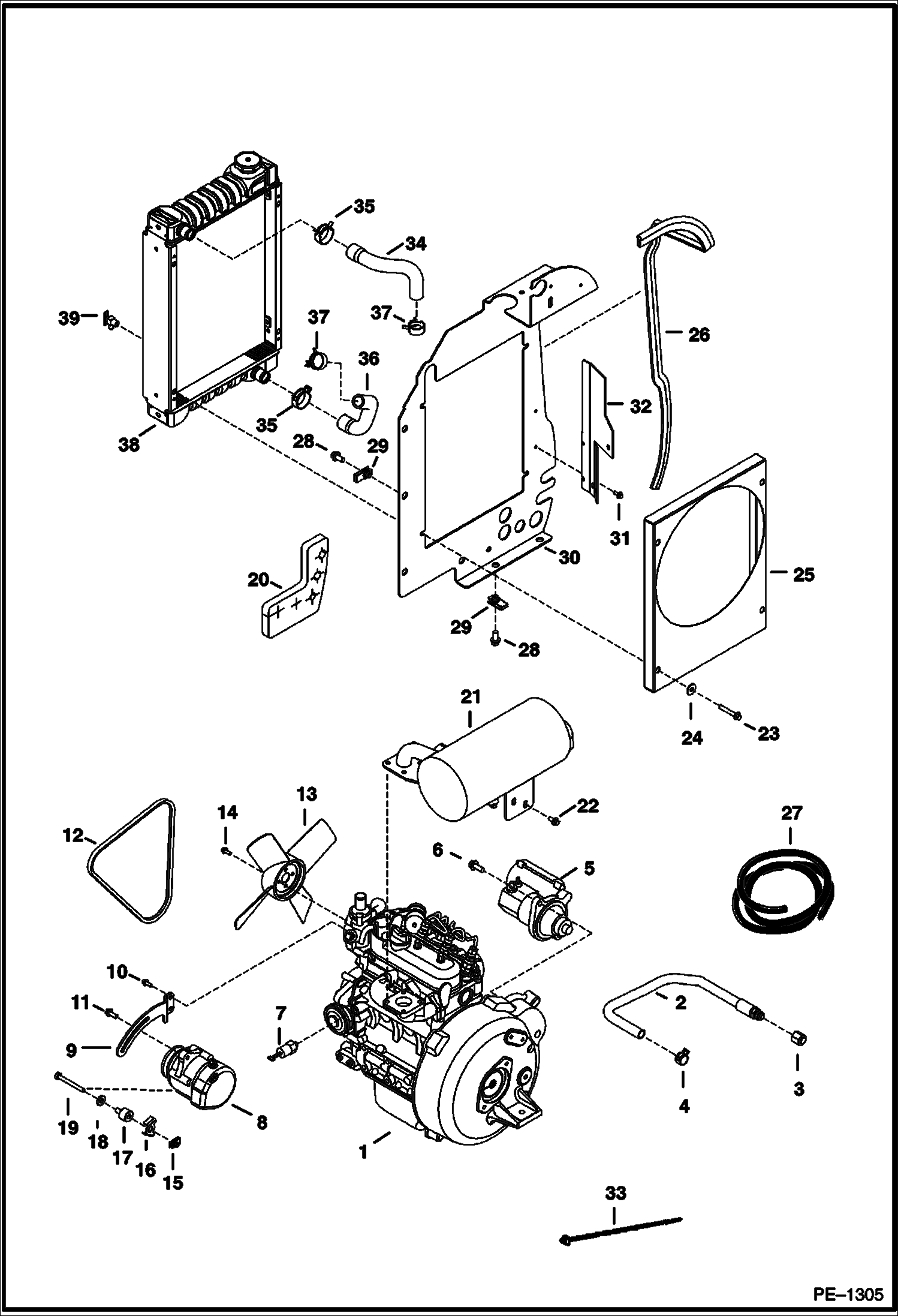Схема запчастей Bobcat 320 - ENGINE & ATTACHING PARTS POWER UNIT
