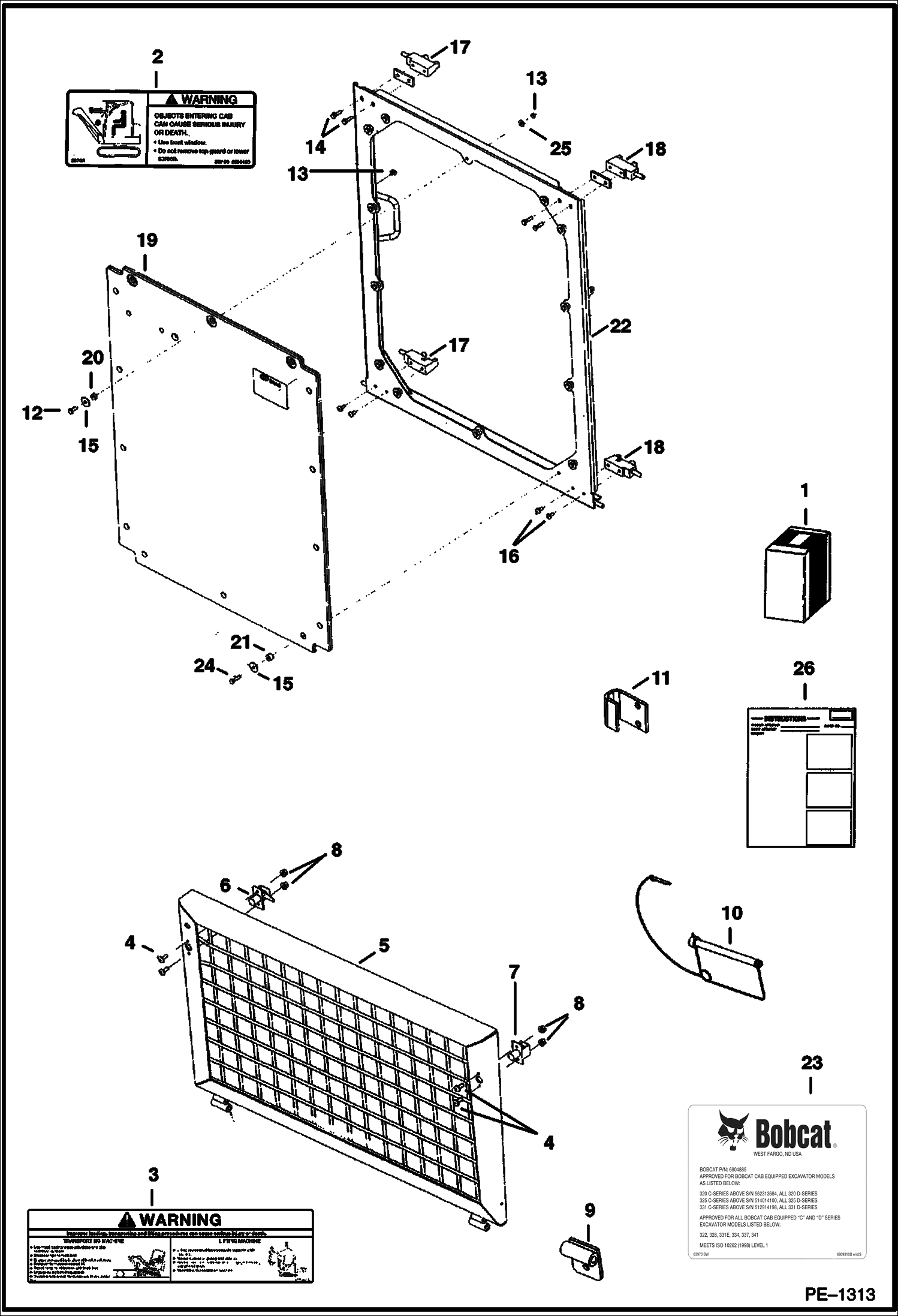 Схема запчастей Bobcat 341 - SPECIAL APPLICATIONS CAB ACCESSORIES & OPTIONS