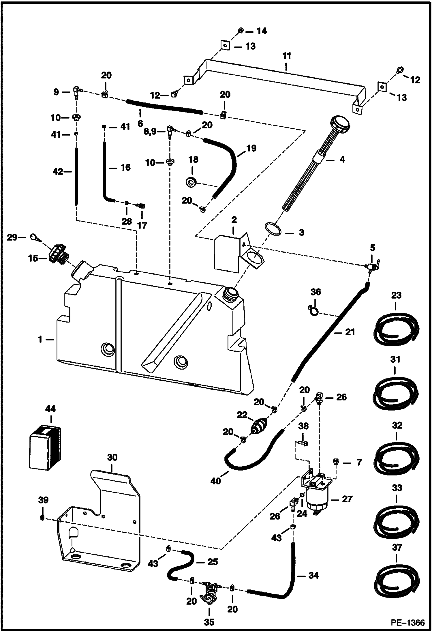 Схема запчастей Bobcat 400s - FUEL SYSTEM MAIN FRAME