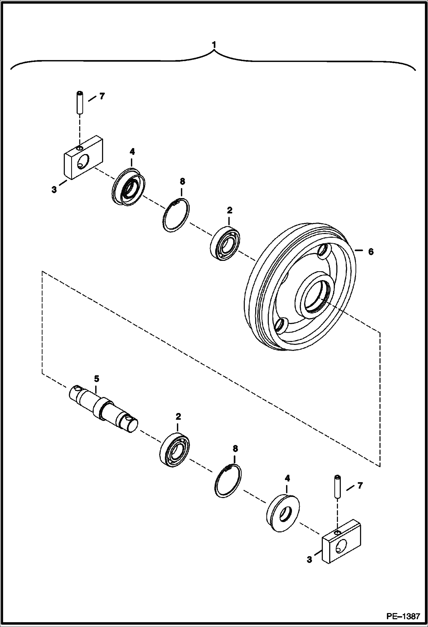 Схема запчастей Bobcat 320 - FRONT IDLER (S/N 223811001 & Above, 223511001 & Above) UNDERCARRIAGE