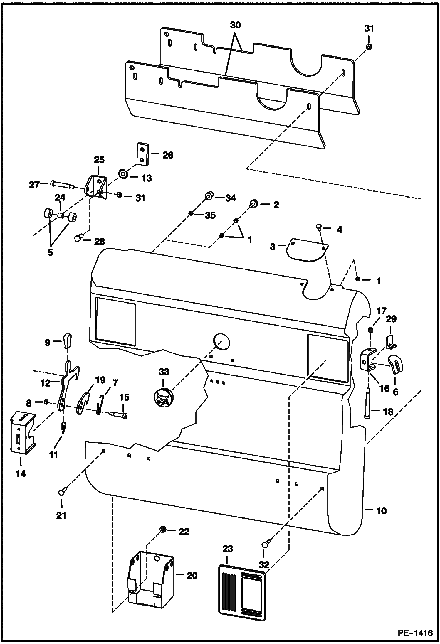 Схема запчастей Bobcat 800s - REAR DOOR (S/N 514449209, 514541069, 514641167 & Above) MAIN FRAME