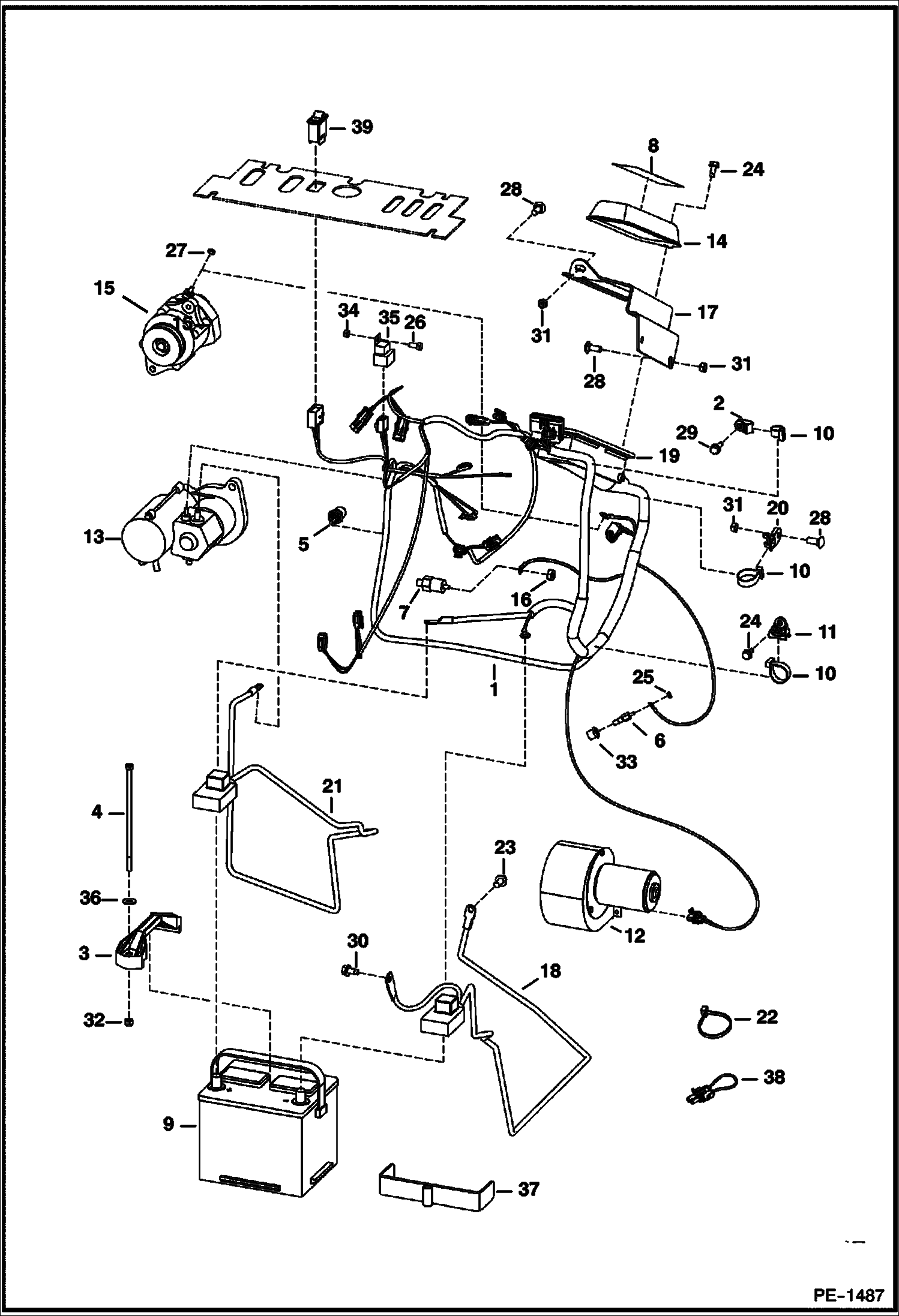 Схема запчастей Bobcat Mini Tracks Loaders - ENGINE ELECTRICAL CIRCUITRY ELECTRICAL SYSTEM
