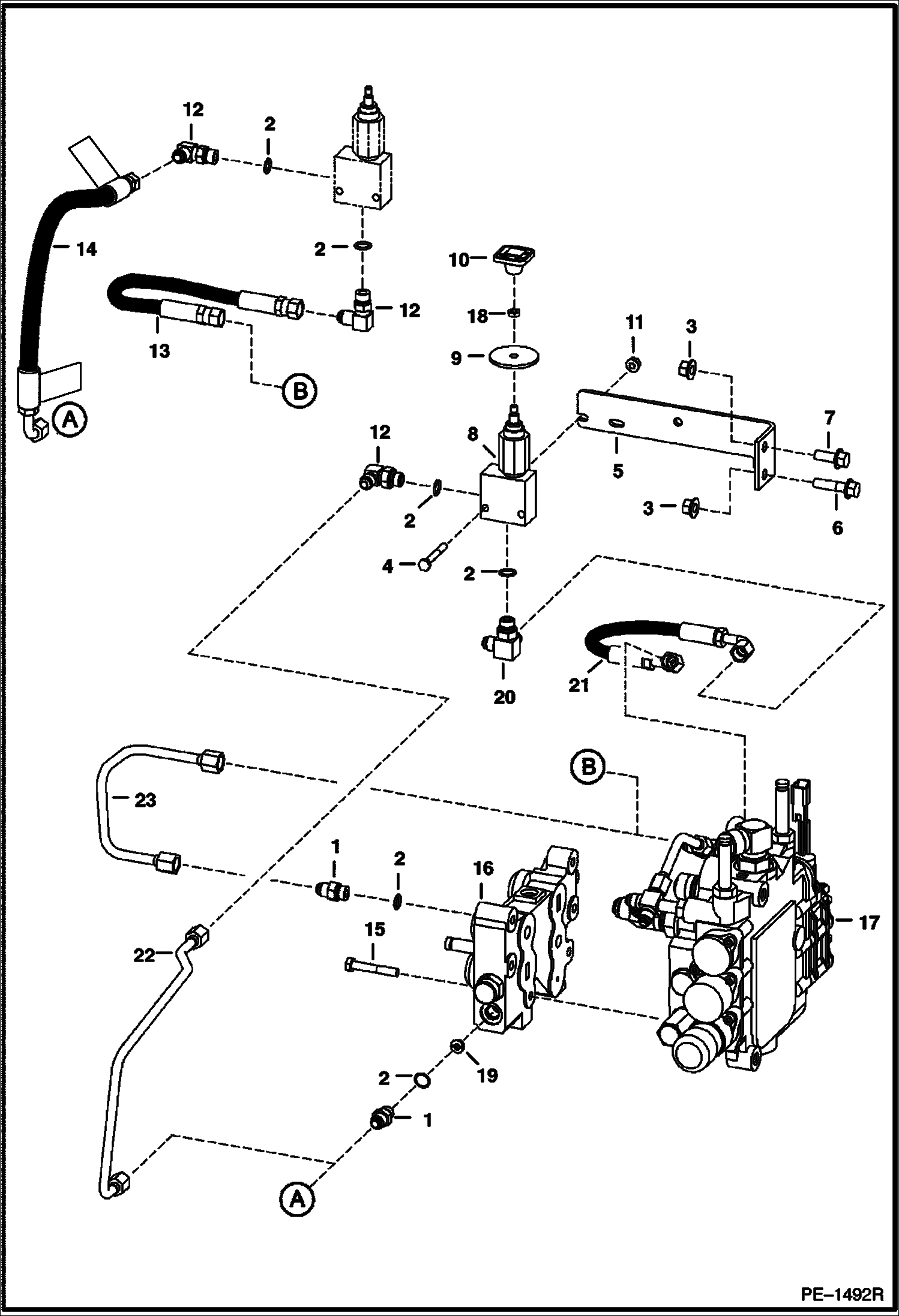 Схема запчастей Bobcat T-Series - MANUAL LIFT RELEASE SYSTEM HYDRAULIC SYSTEM