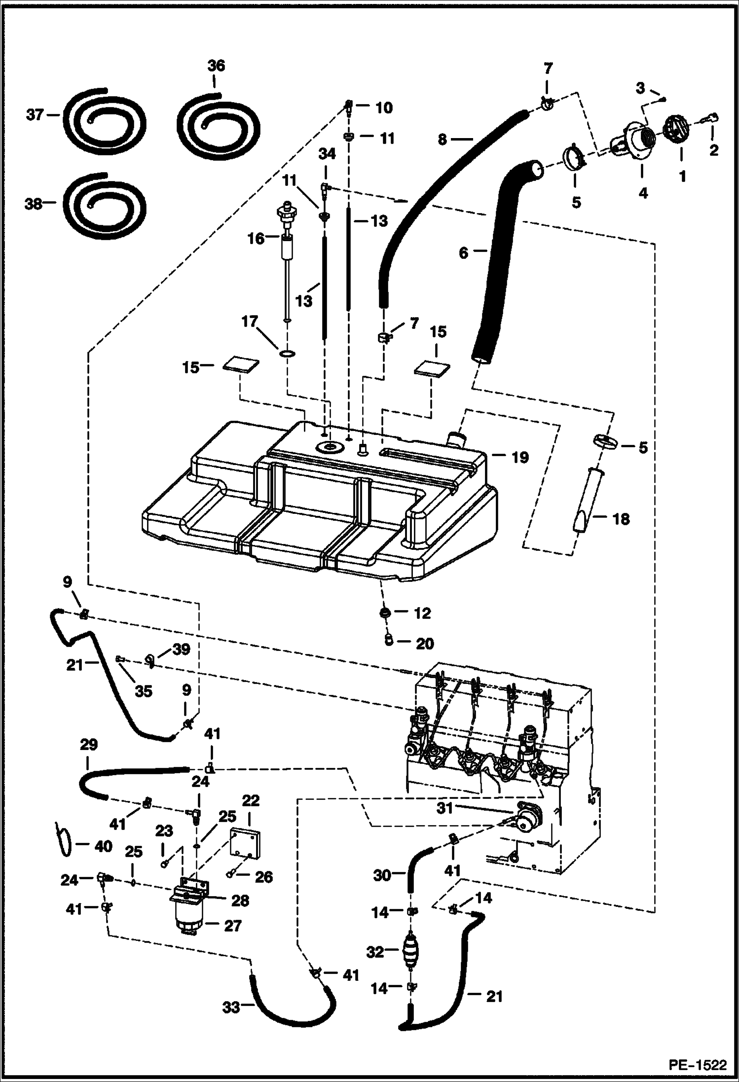 Схема запчастей Bobcat A-Series - FUEL SYSTEM MAIN FRAME