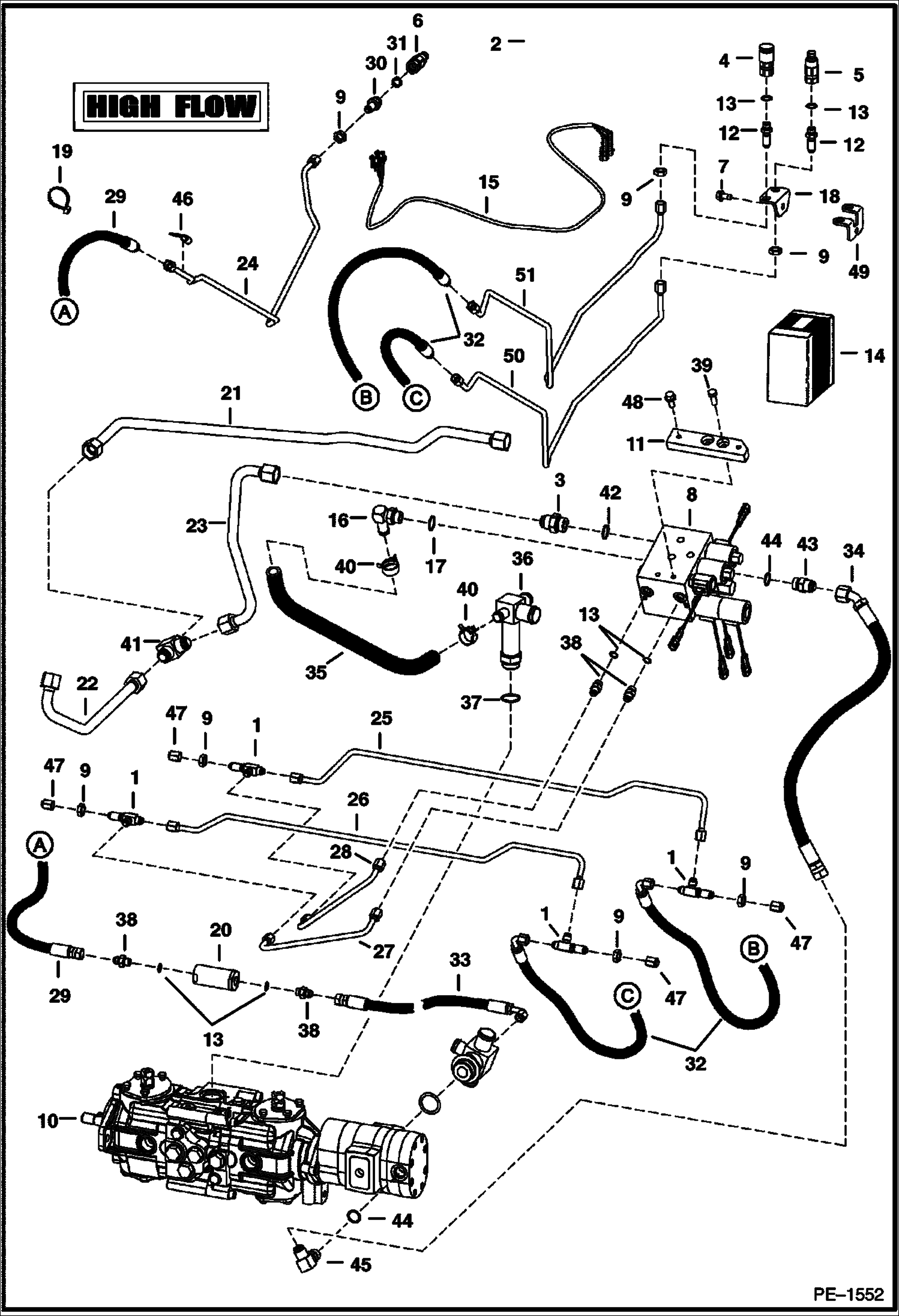 Схема запчастей Bobcat 800s - HIGH FLOW HYDRAULICS HIGH FLOW HYDRAULICS