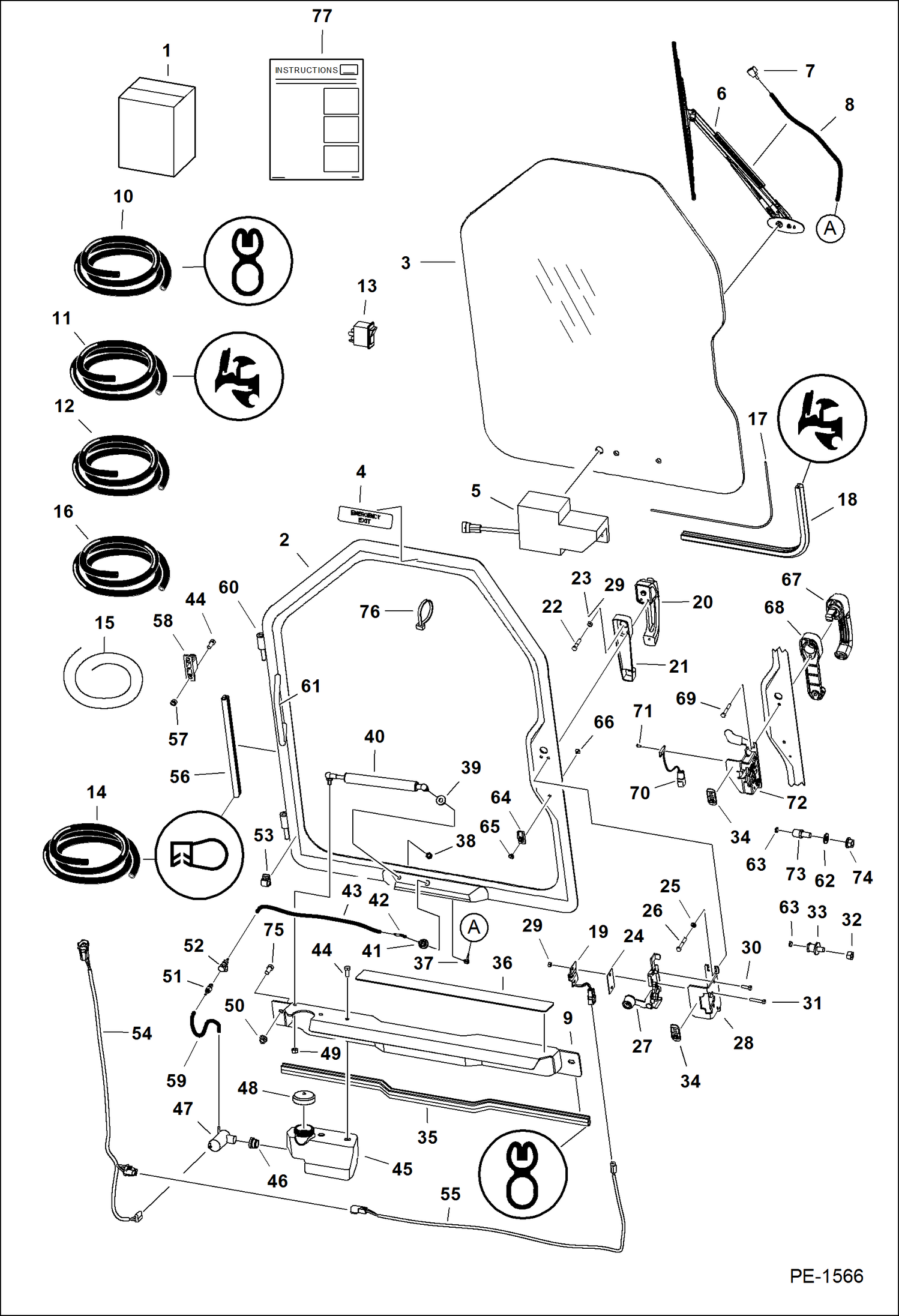 Схема запчастей Bobcat A-Series - CAB DOOR ACCESSORIES & OPTIONS