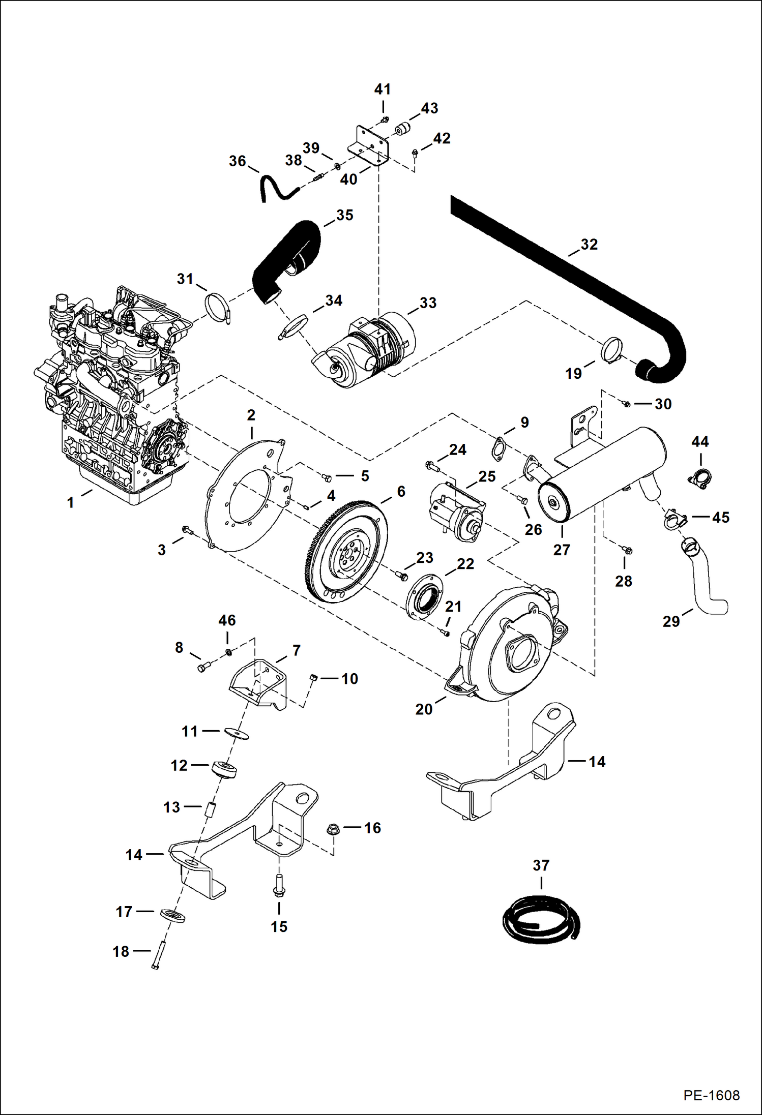 Схема запчастей Bobcat 325 - ENGINE & ATTACHING PARTS POWER UNIT