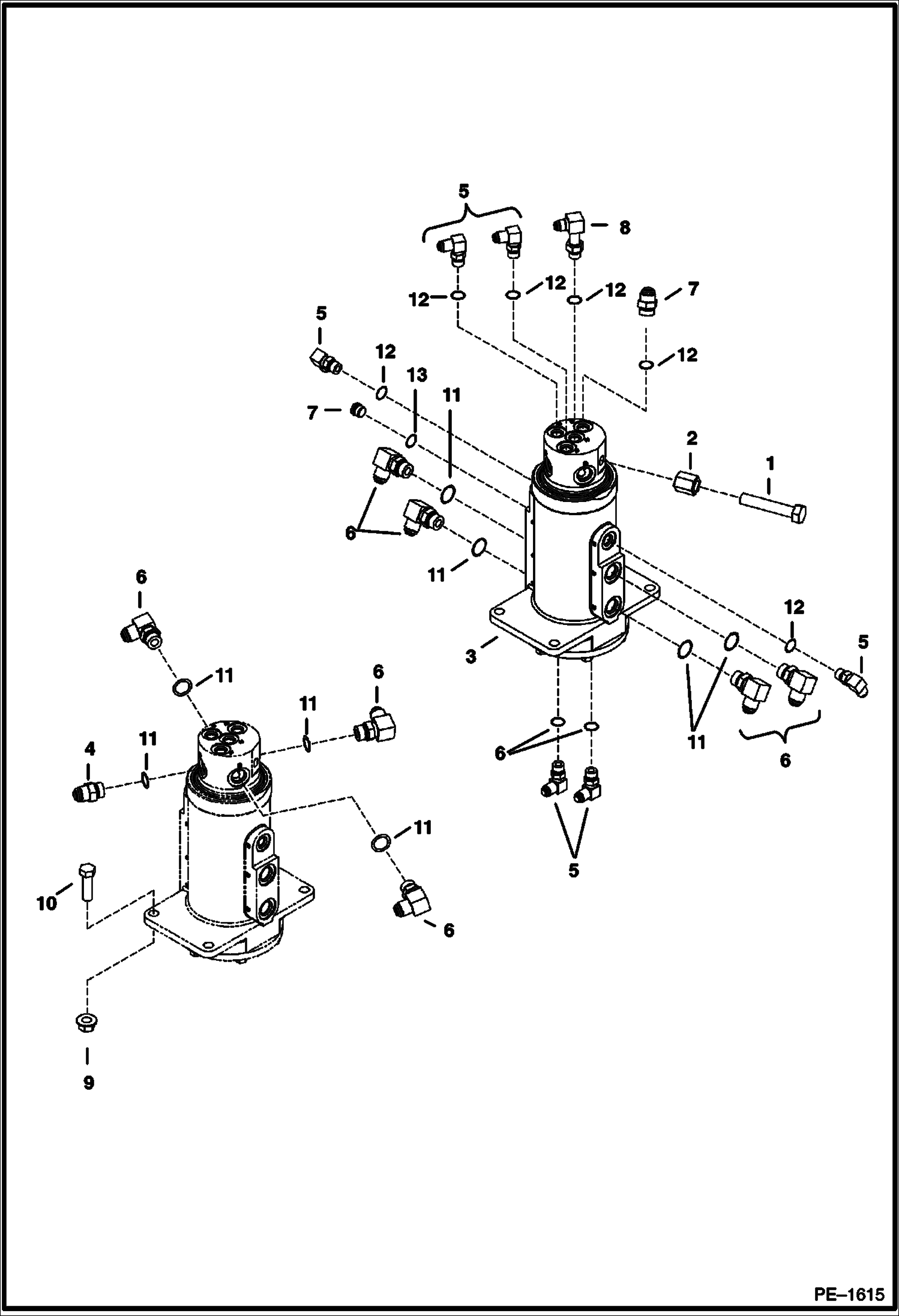 Схема запчастей Bobcat 334 - HYDRAULIC CIRCUITRY (Swivel Joint) HYDRAULIC SYSTEM